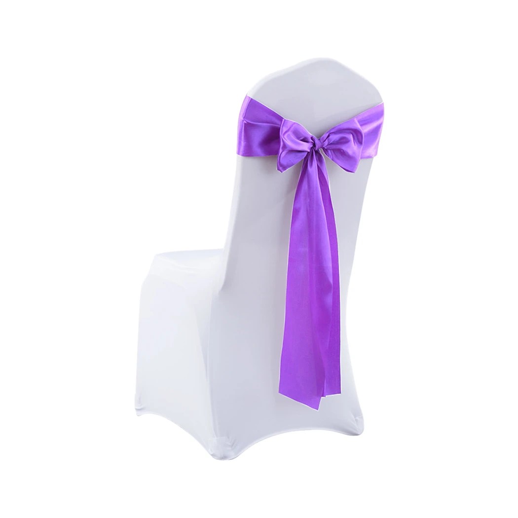 2 Traderight 50 Pcs Satin Chair Sashes - Purple, 2 of 7