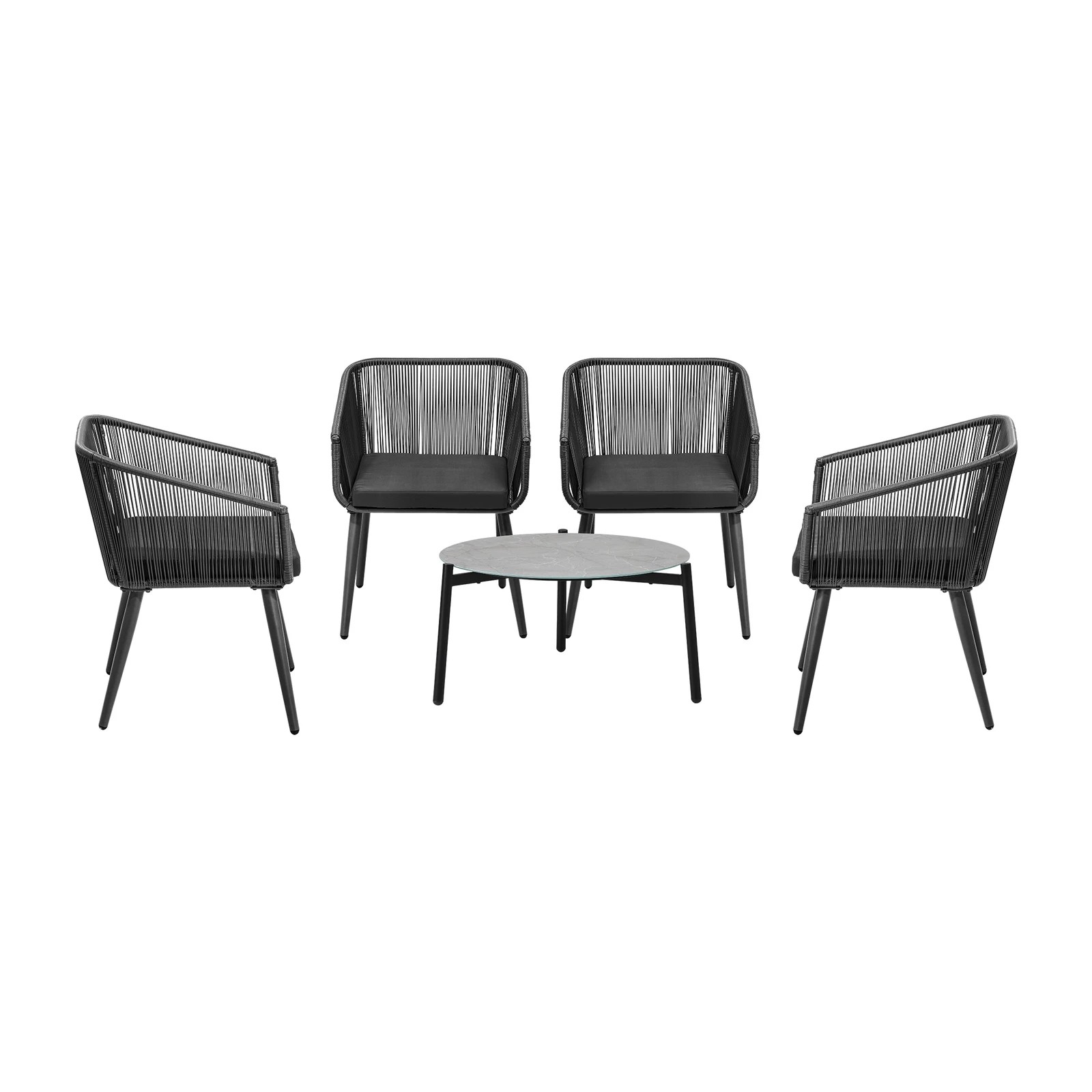 7 Livsip Outdoor Patio Lounge Set Furniture Coffee Grey 70cm Table Sofa Chairs 5PC - Multi, 7 of 9
