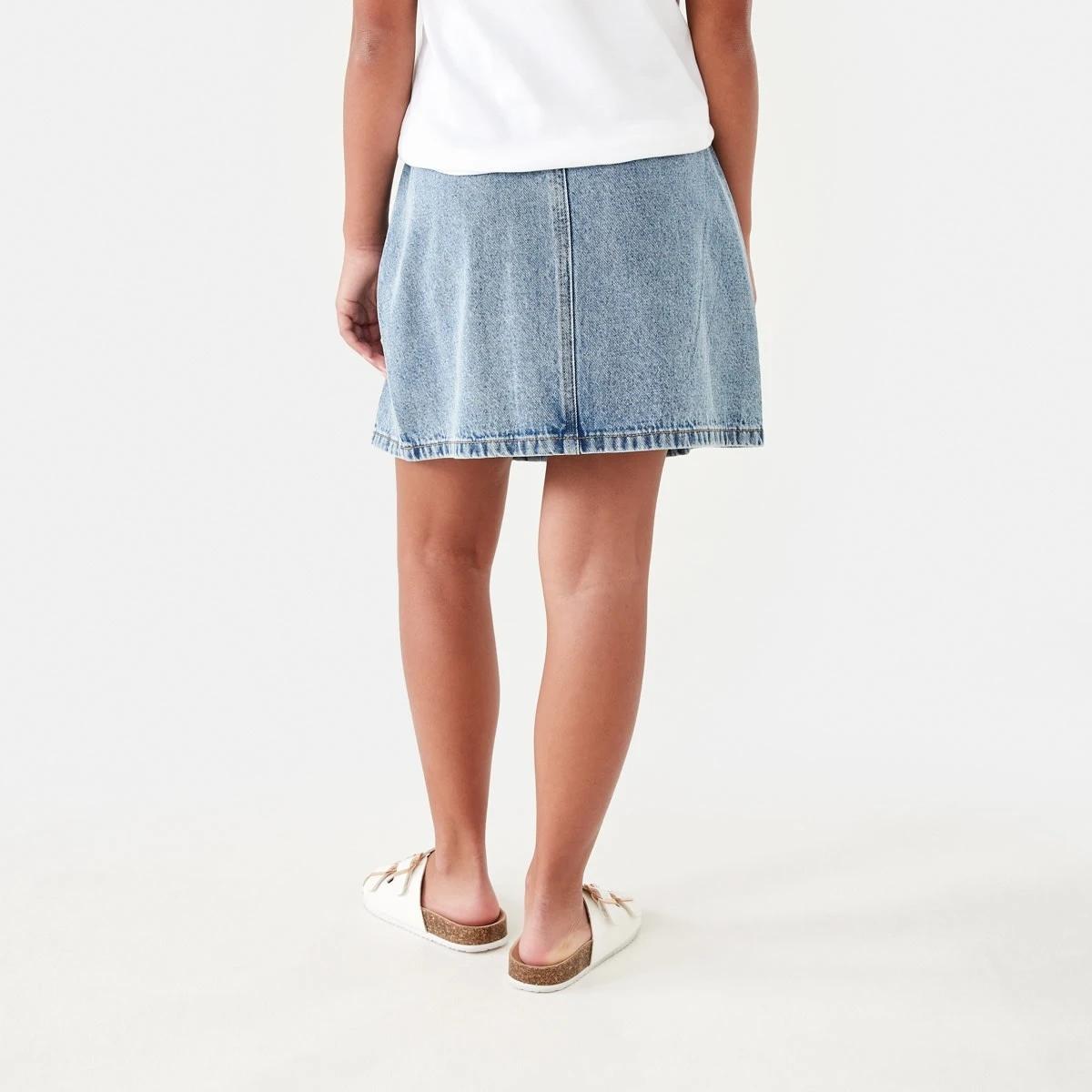 2 Denim Pleated Skirt Mid Denim, 2 of 8