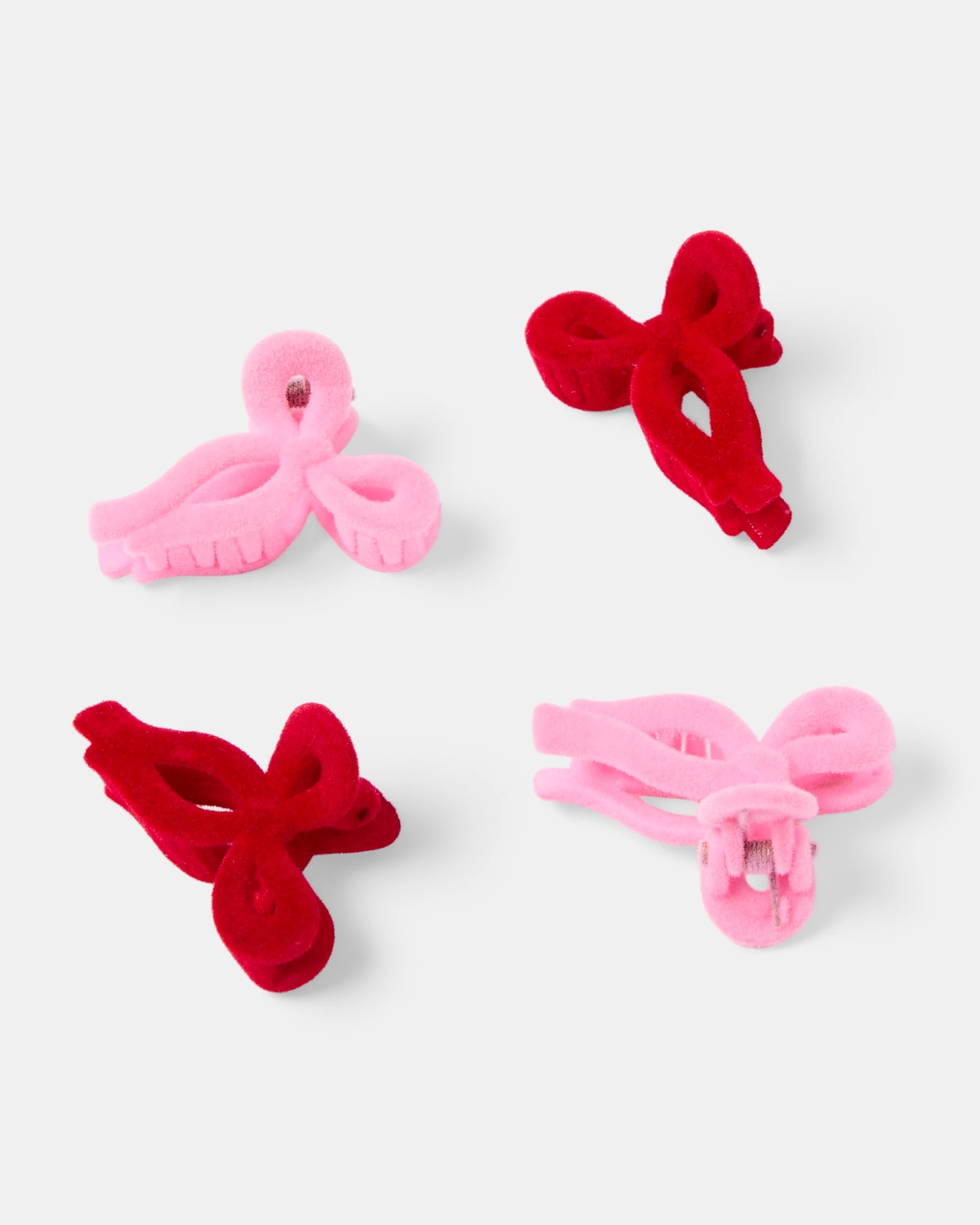 2 4 Pack Christmas Bow Claw Hair Clips - Red and Pink, 2 of 3