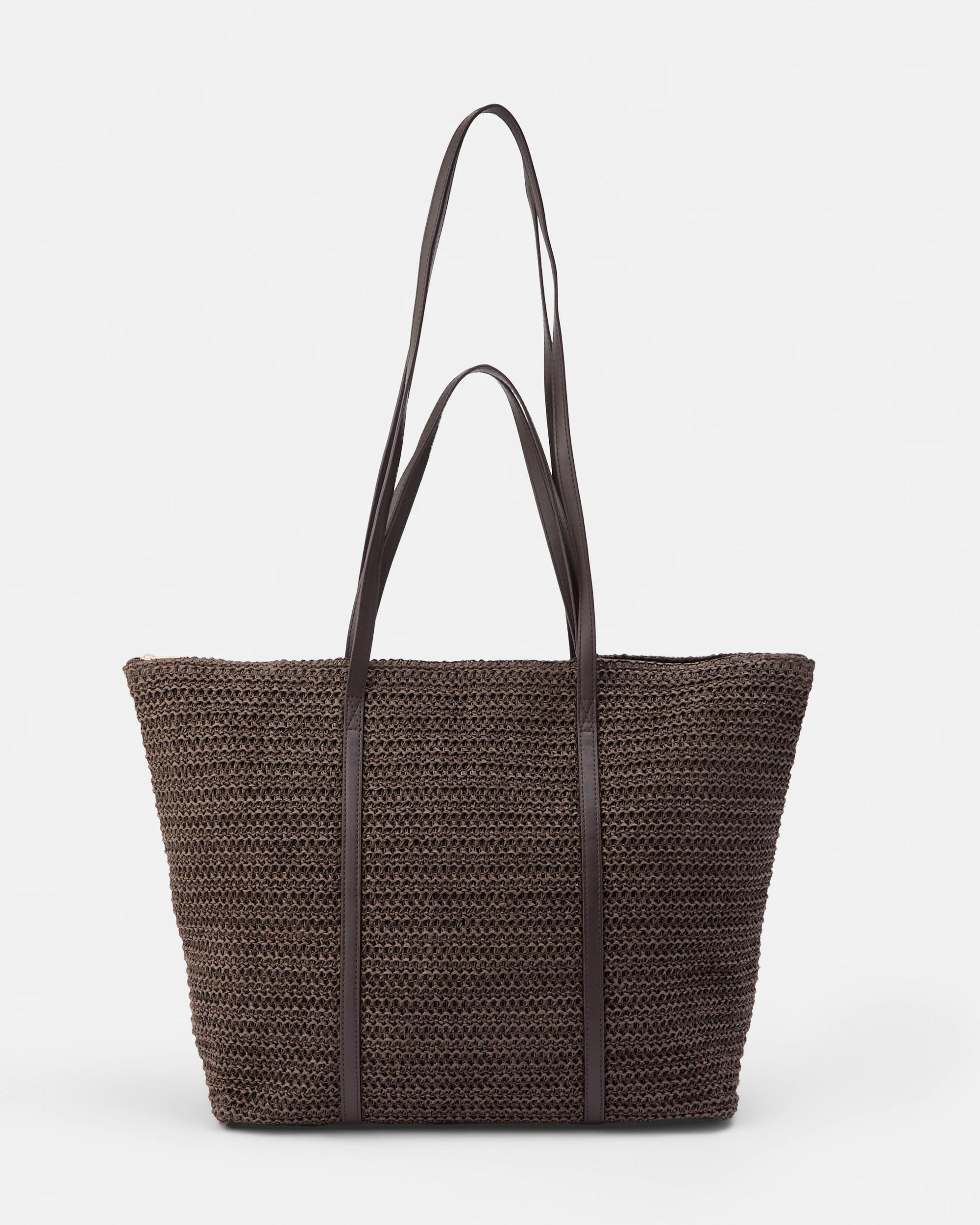 5 Large Woven Tote Bag Chocolate, 5 of 5