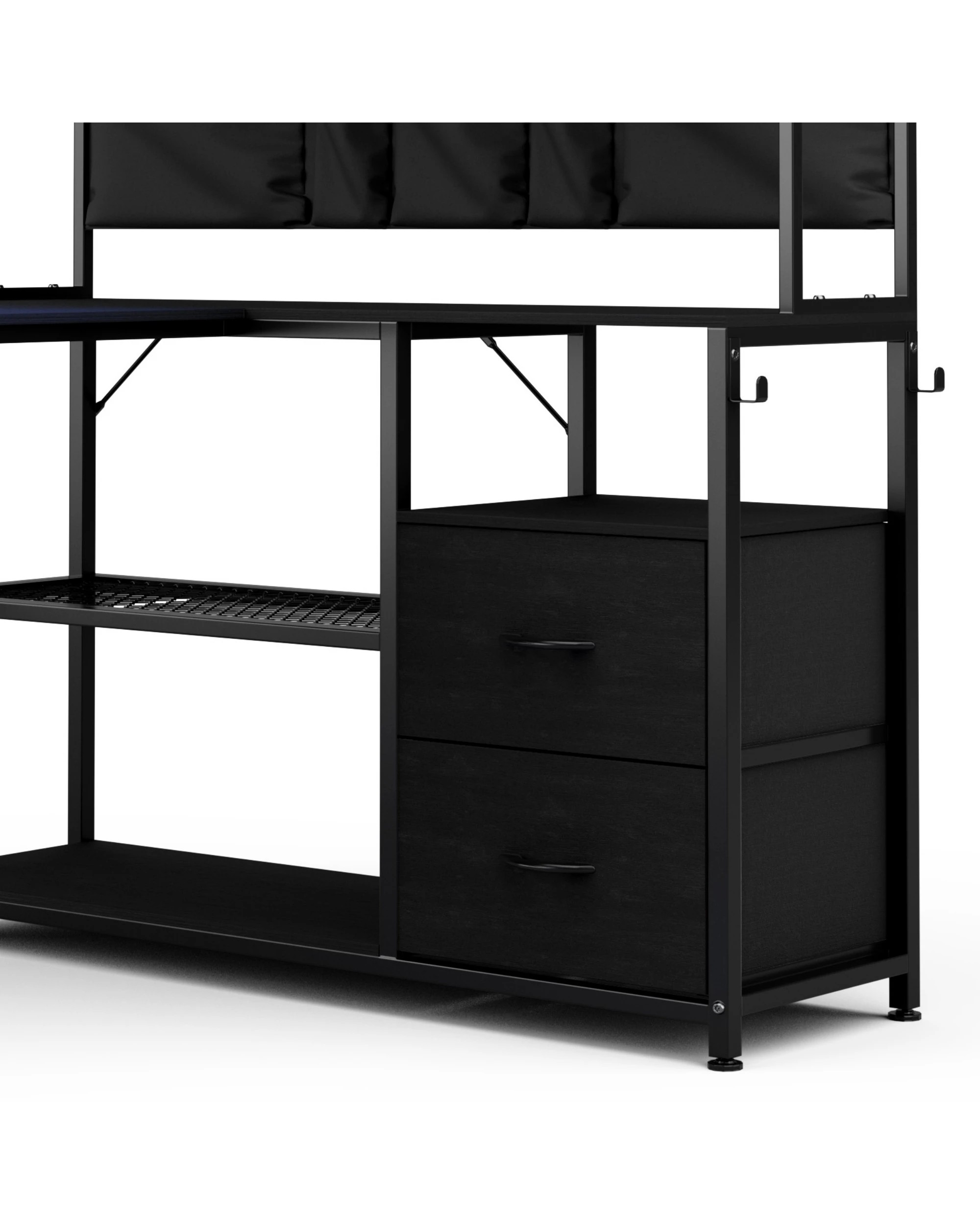9 Advwin L Shaped Gaming Desk with LED Lights & Power Outlets Reversible 130cm Computer Desk  - Black, 9 of 9