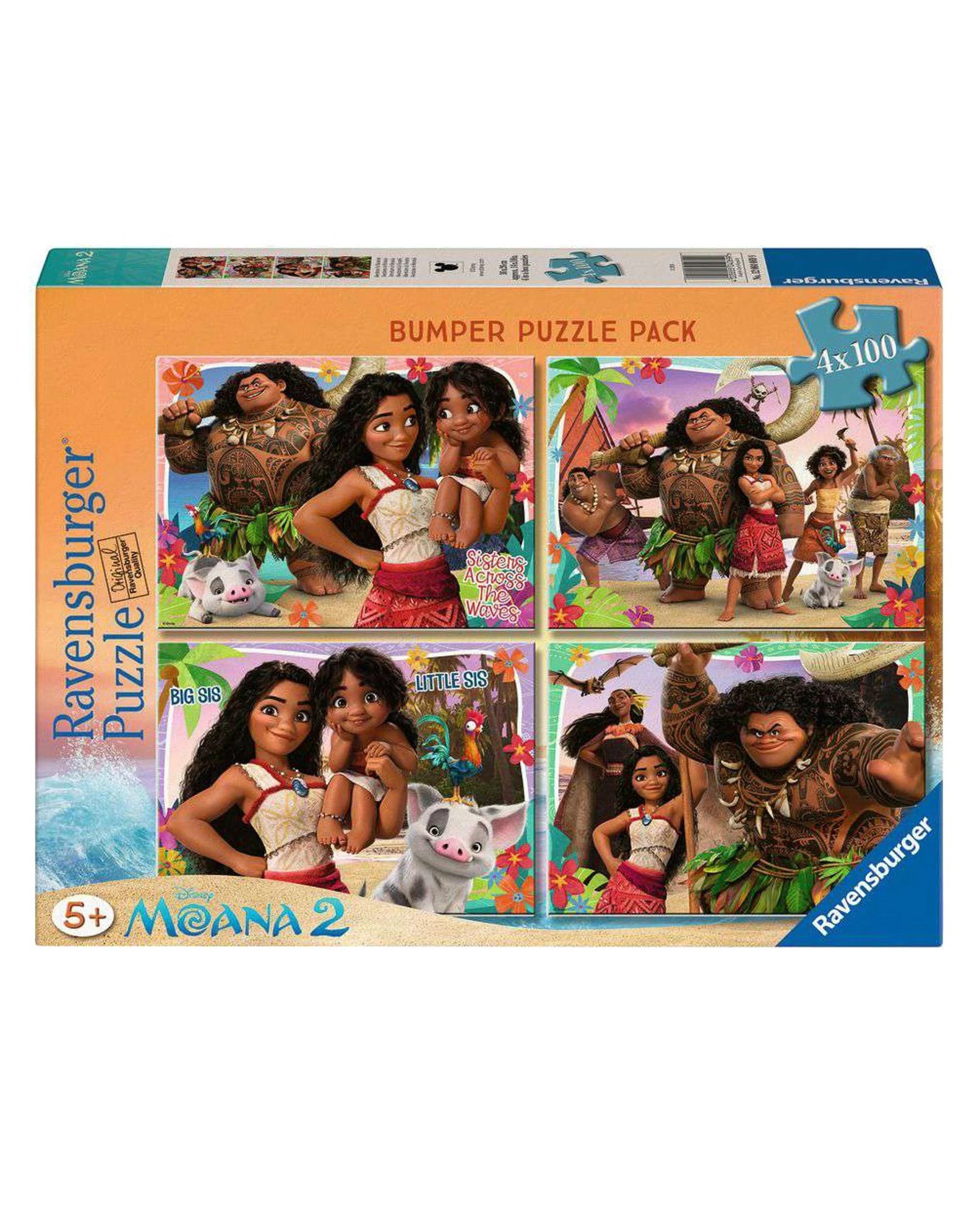1 Ravensburger Disney Moana 2 Bumper Pack 4 x 100 Piece Jigsaw Puzzle, 1 of 5