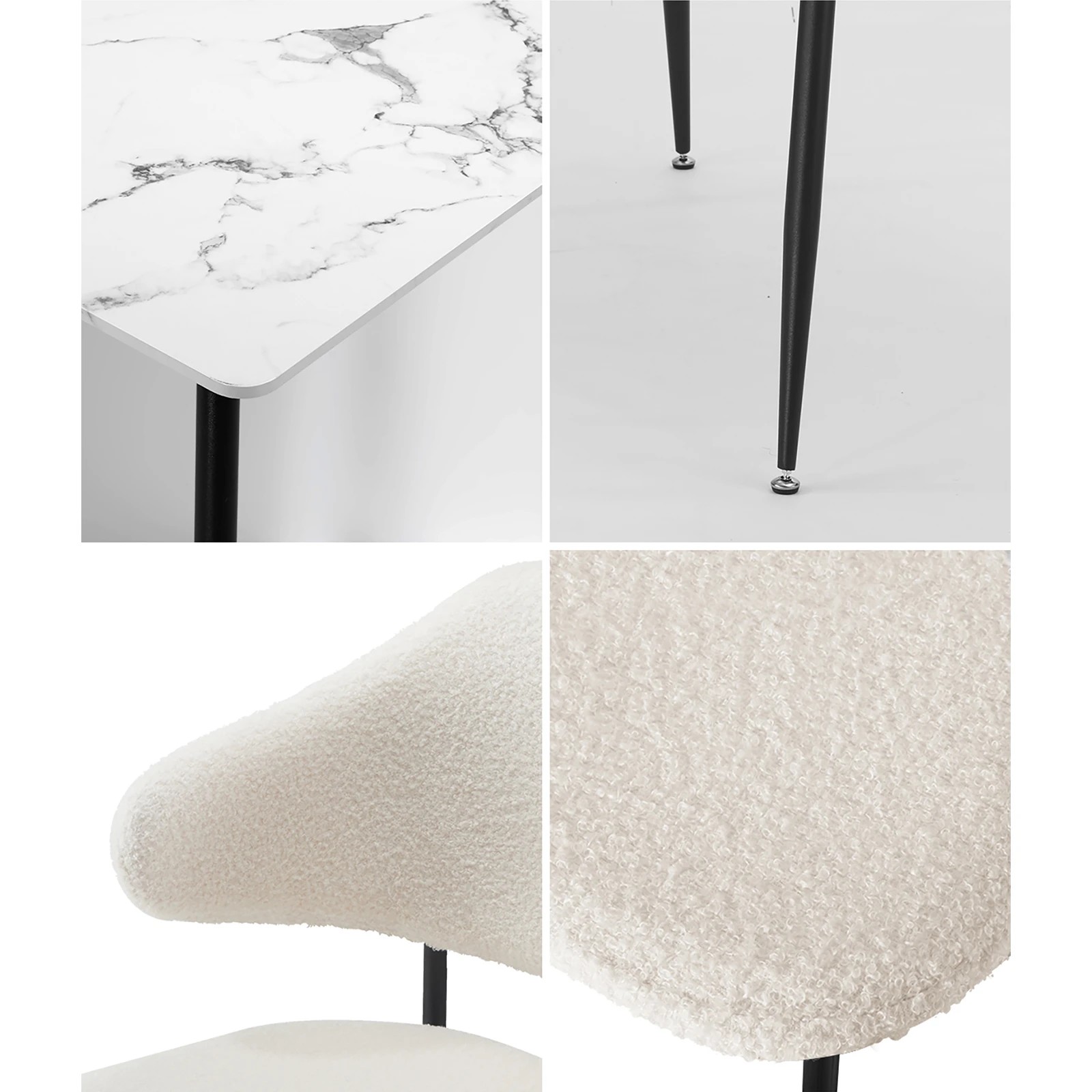 5 Oikiture 120cm Rectangle Dining Table with 4PCS Dining Chairs Sherpa - Multi, 5 of 9