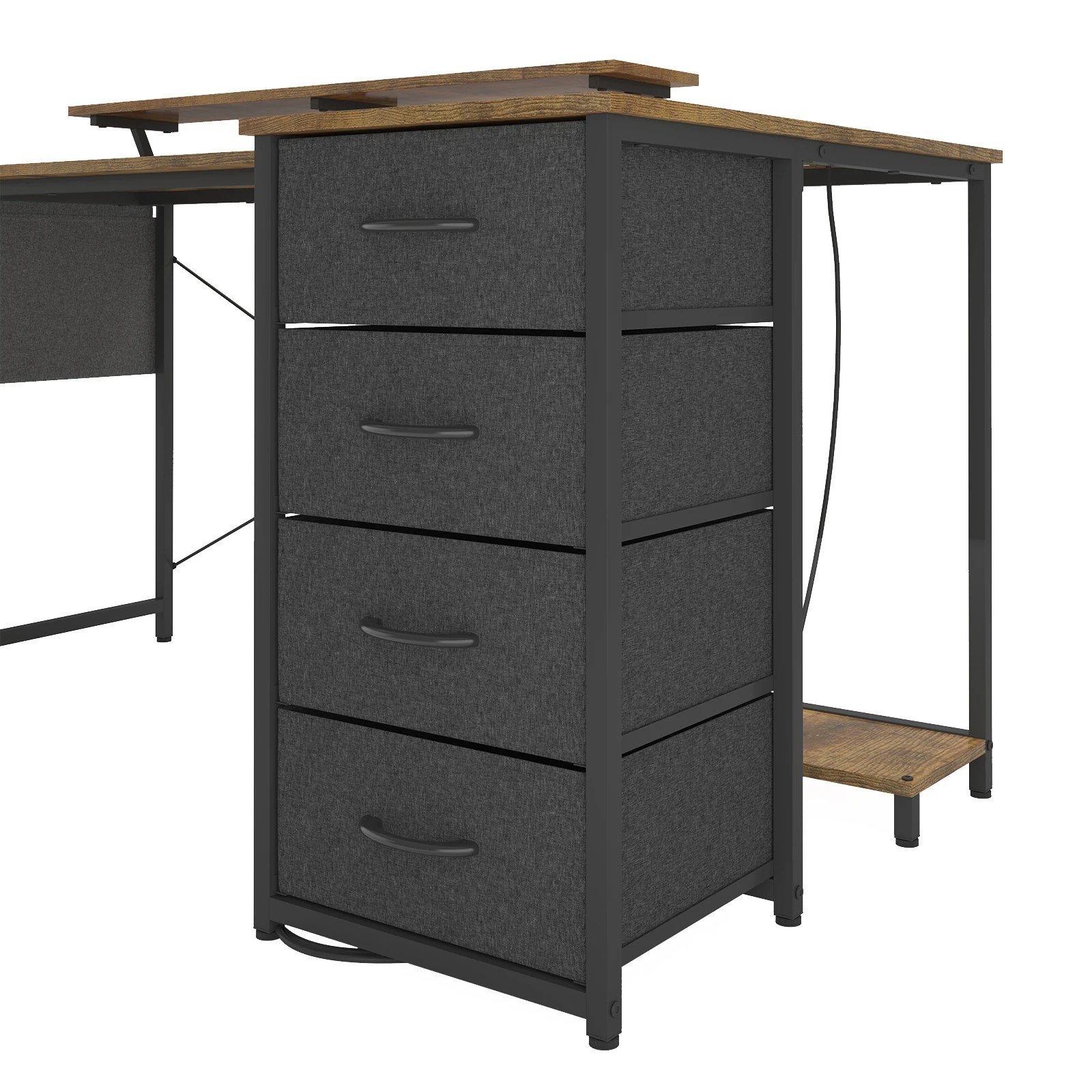 5 Advwin 140cm Walnut L Shaped Computer Desk With Led Lights & Power Outlets, 5 of 9