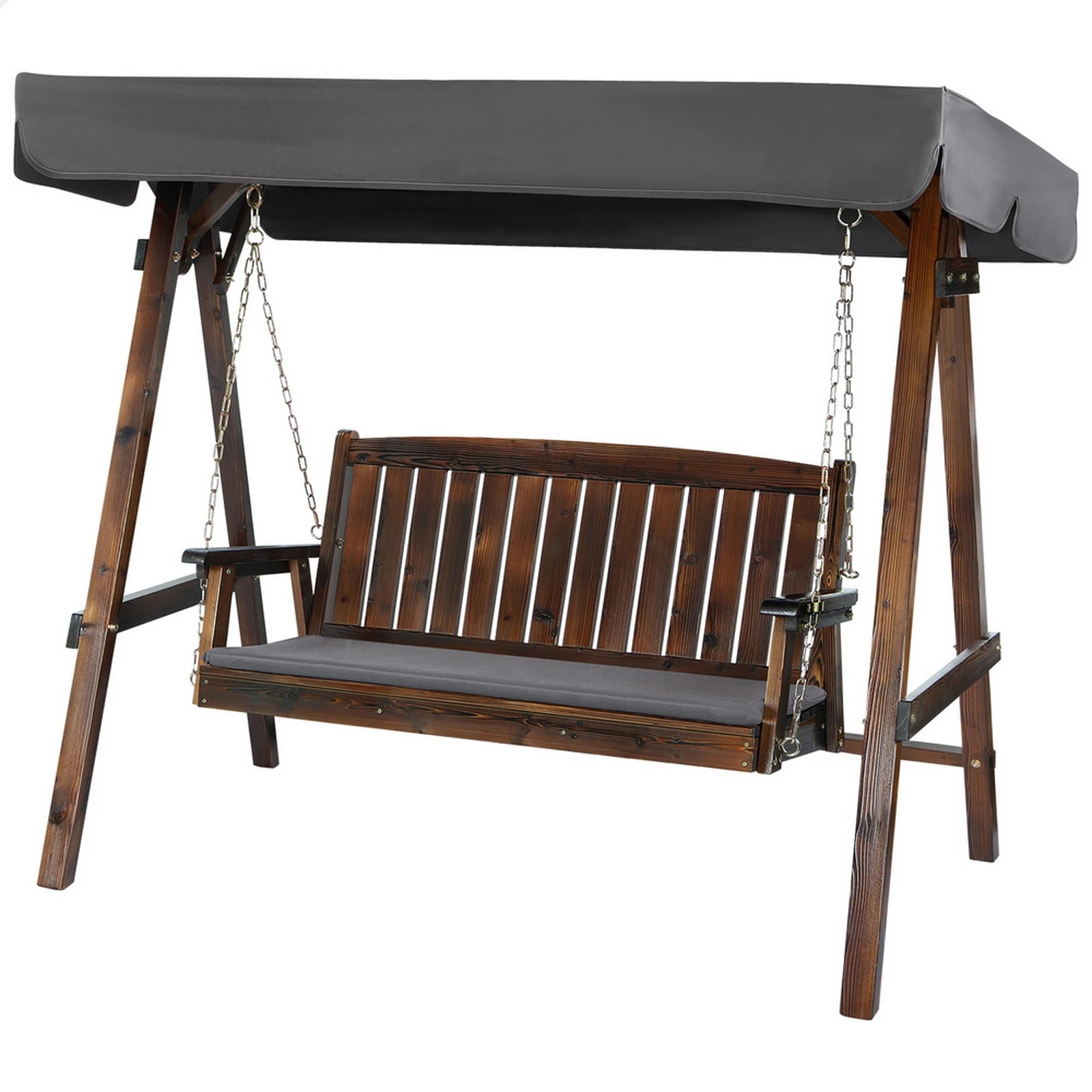 1 Alfordson Swing Chair Outdoor Furniture Wooden Garden Patio Canopy XL - Charcoal, 1 of 10