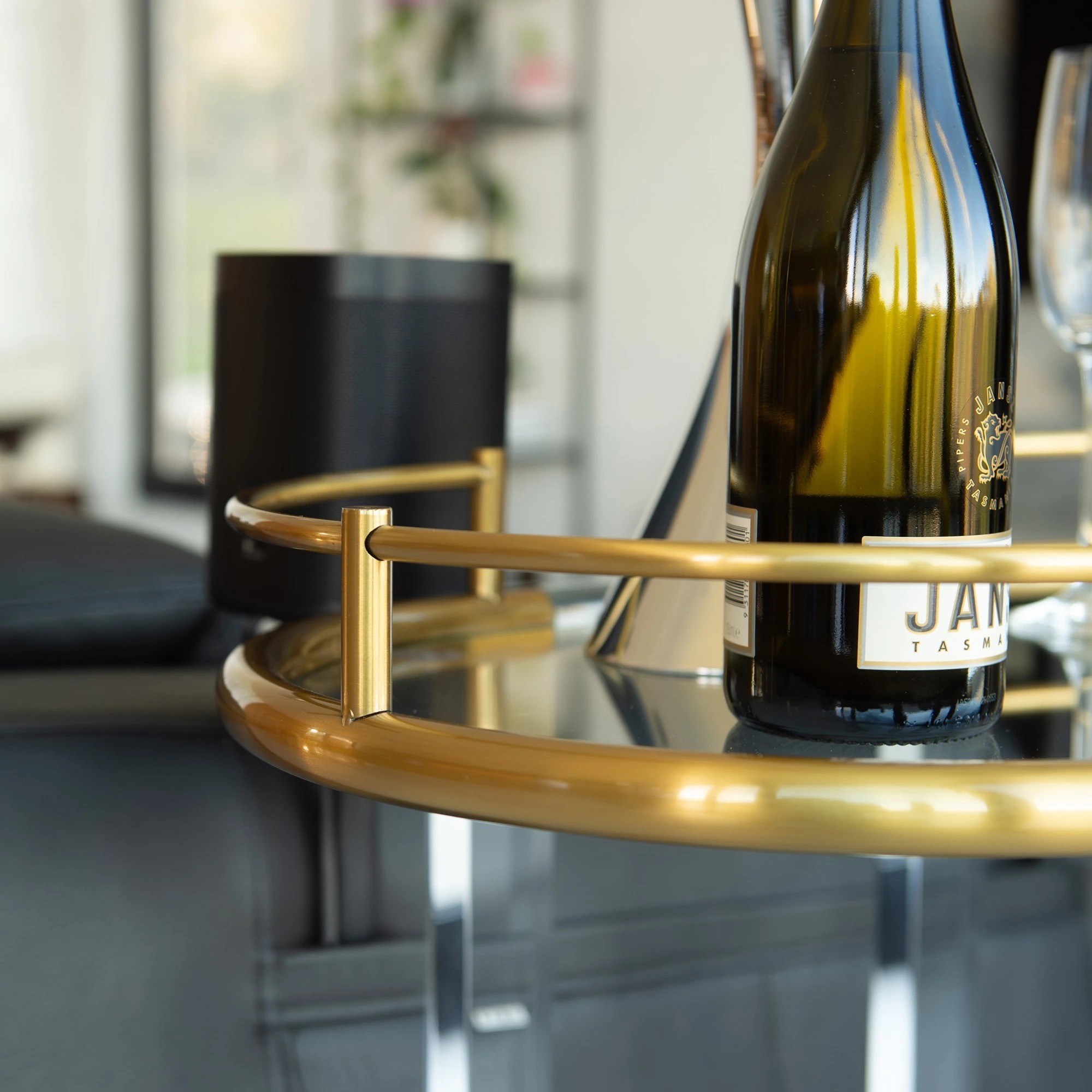 6 SoHo 2 Tier Oval Acrylic Bar Cart - Gold, 6 of 10