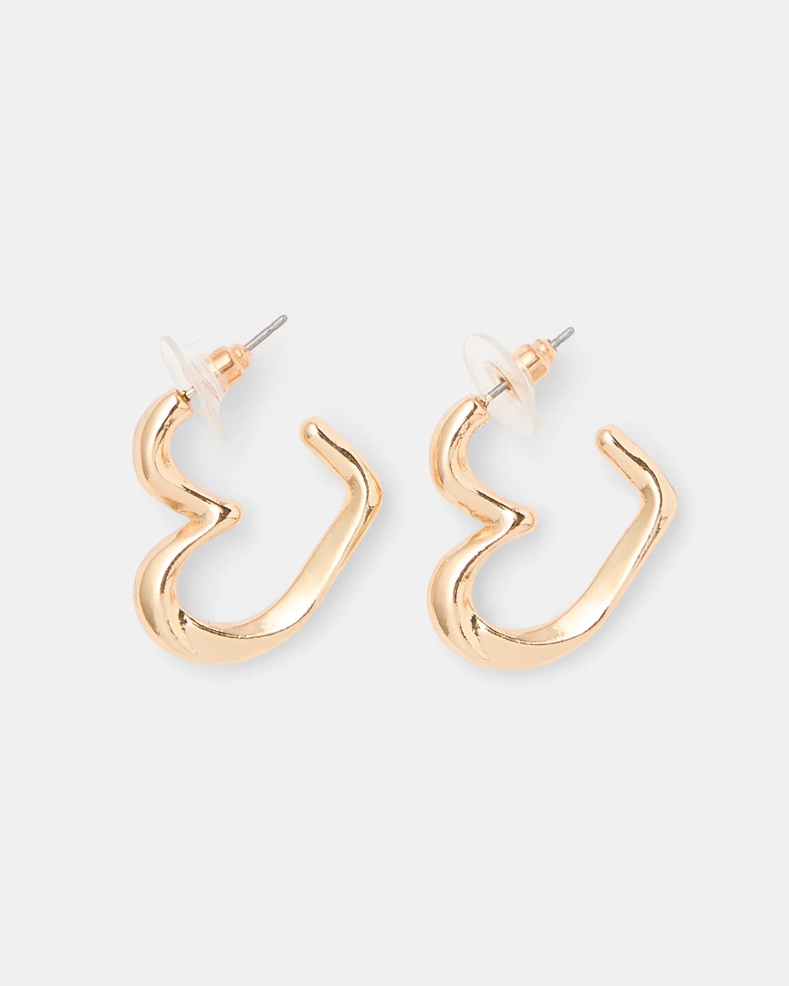 3 Heart Hoop Earrings - Gold Tone Gold, 3 of 4
