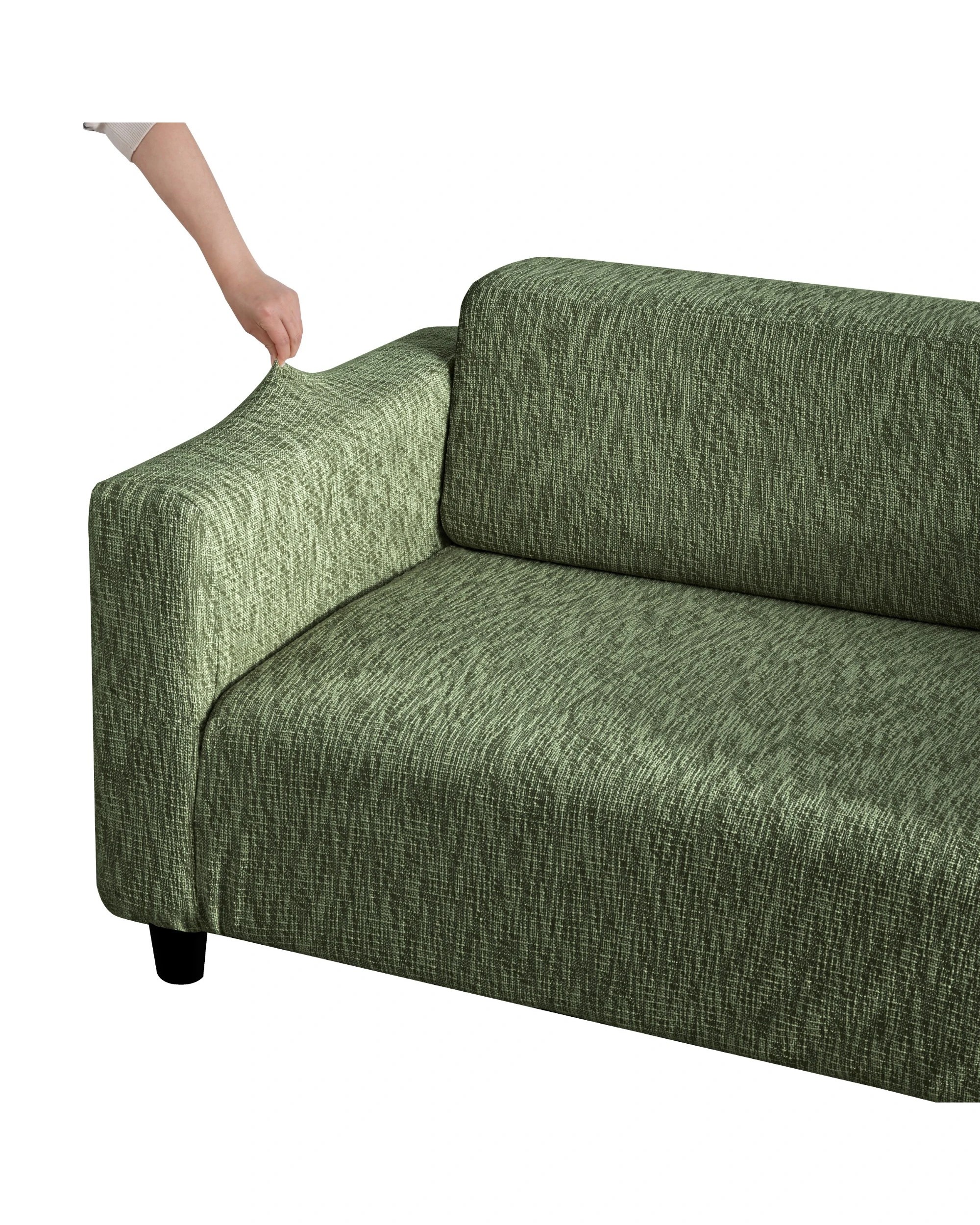 6 Sherwood Faux Linen Stretch Fit Couch Sofa Cover 2 Seater - Eden Green, 6 of 7