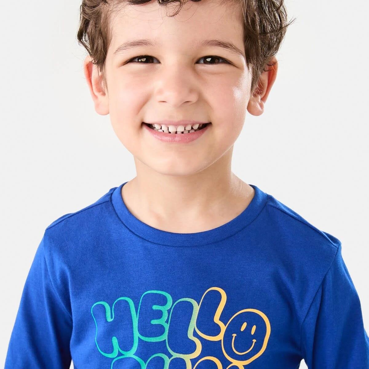 3 Long Sleeve Print T-shirt Blu Hlofun, 3 of 8