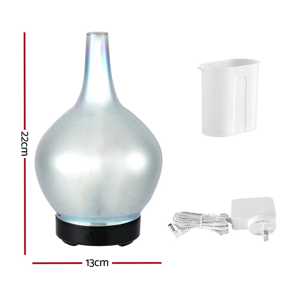 2 Devanti Ultrasonic Aroma Aromatherapy Diffuser 3D Light Oil Firework - Black, 2 of 6
