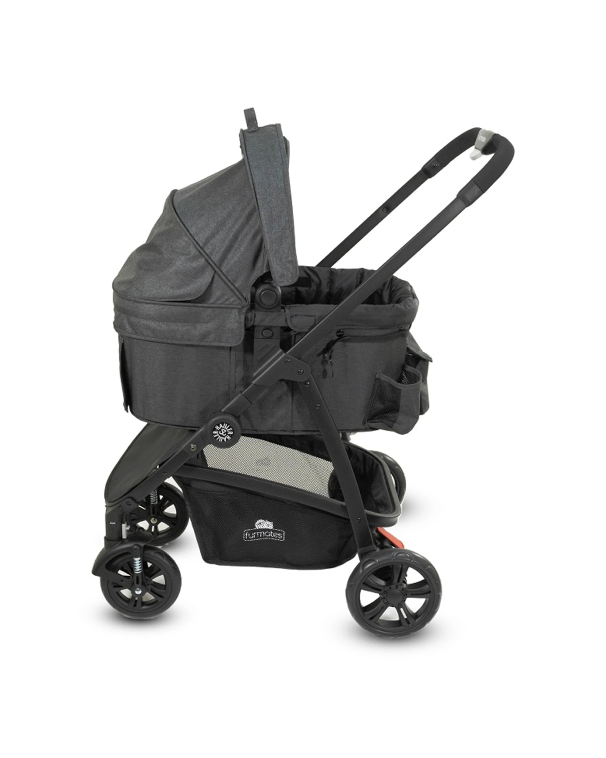 3 Furmates Hauler Pet Stroller Pram With Removable Carrier Mesh And Foldable 25kg - Grey, 3 of 8
