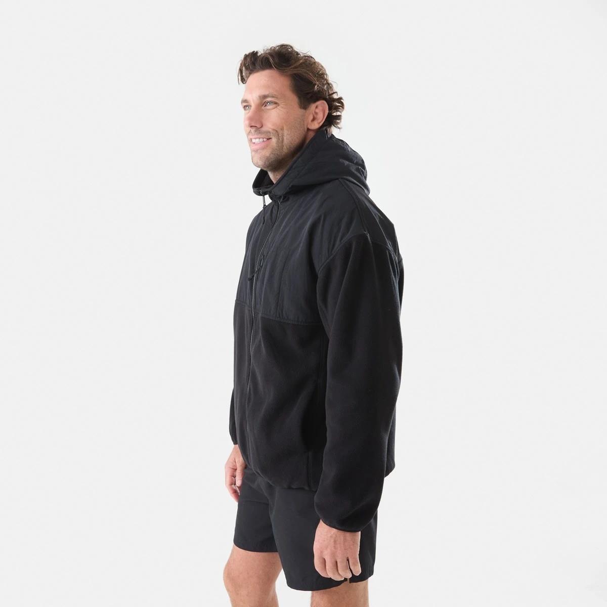 3 Active Mens Polar Fleece Full Zip Hoodie Black, 3 of 7