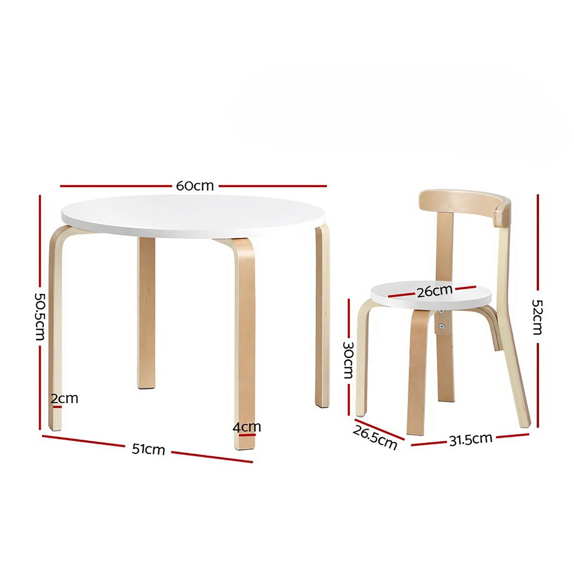 2 Keezi 3pcs Kids Table And Chairs Set Activity Toy Play Desk Sturdy Easy Clean Playroom Study Craft Dining Set - White, 2 of 6