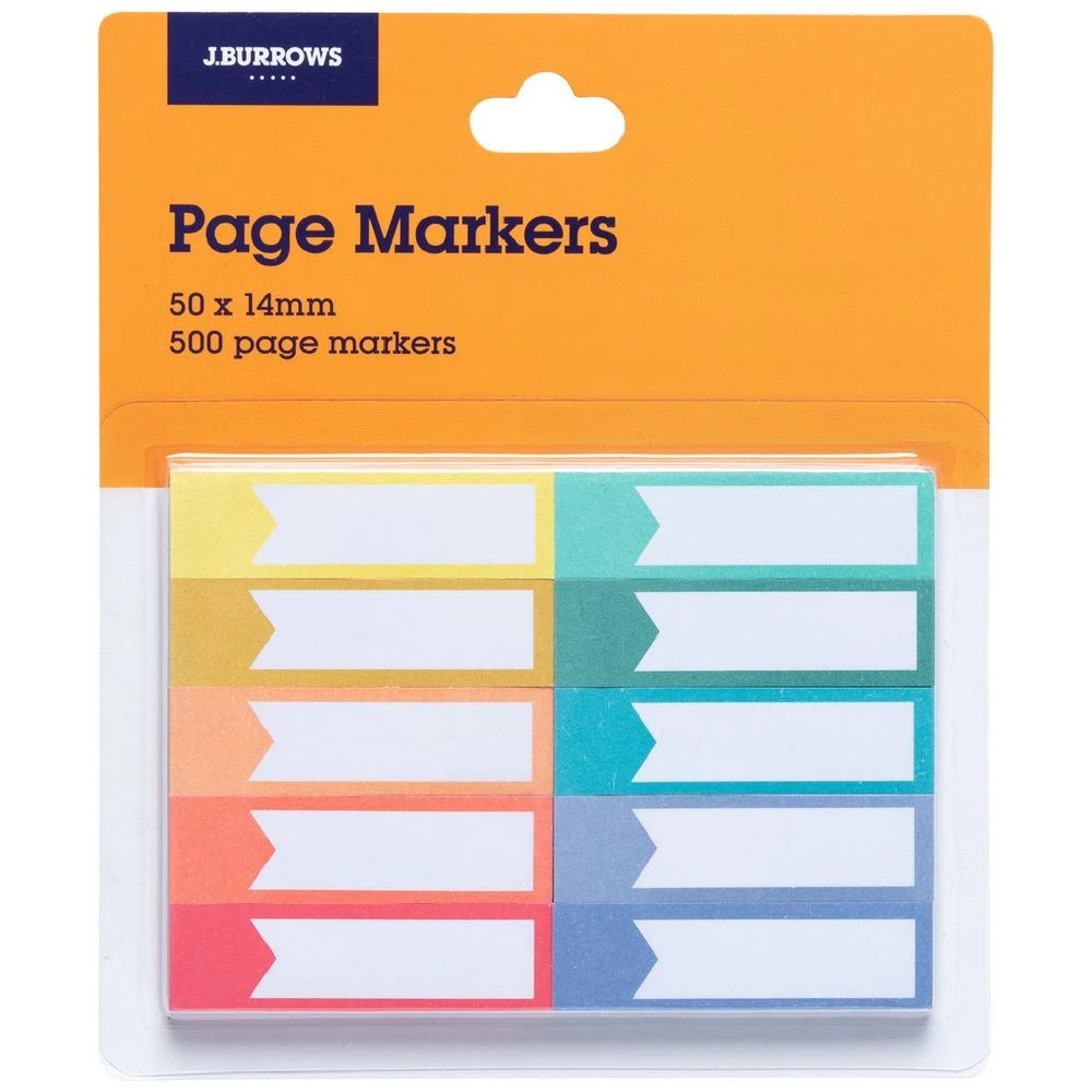 1 J.Burrows Page Markers 14x50mm Assorted 10 Pack, 1 of 4