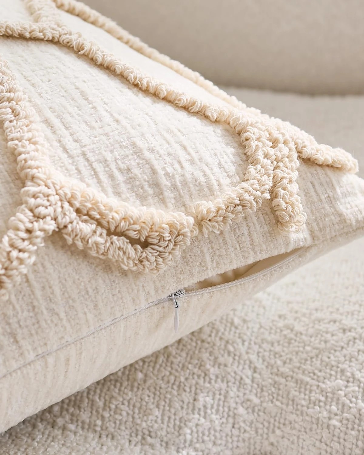 2 Gioia Casa 2-Pack Tufted Rose Cushion Covers 45cm x 45cm - Beige, 2 of 4