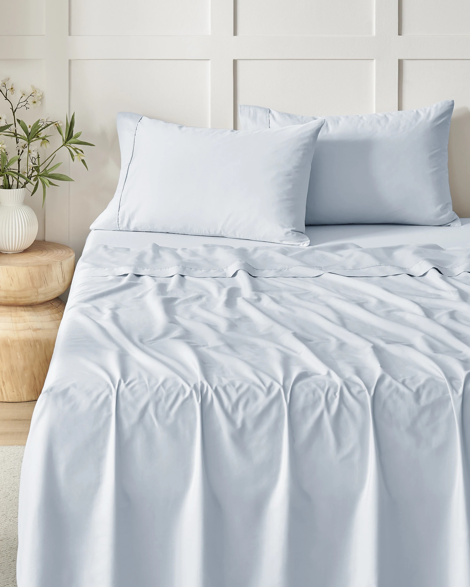 2 Dreamaker 400TC Premium Cotton Sateen Sheet Set - Double Bed - Sky, 2 of 7