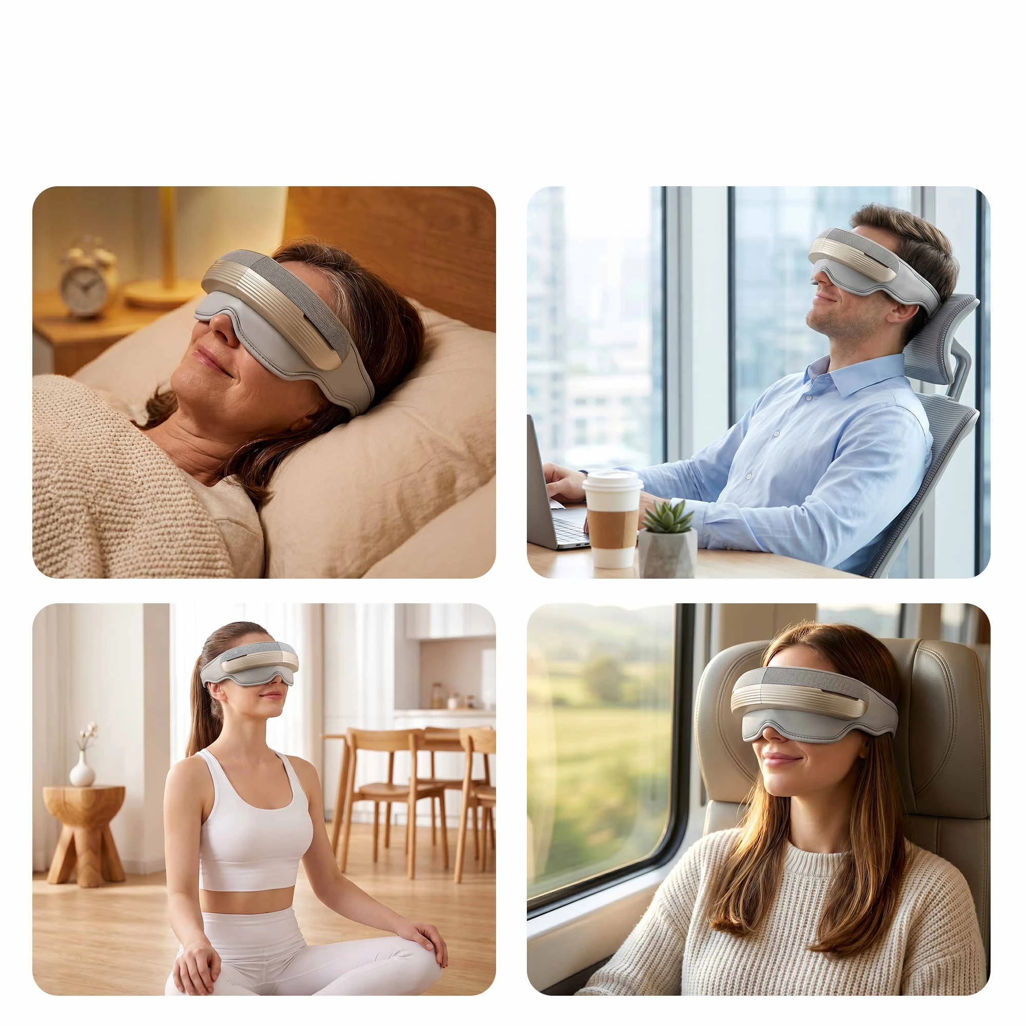 6 Livemor Eye & Head Massager with Heat 5 Modes Eye Massager Air Compression Bluetooth Music Foldable - Grey, 6 of 9