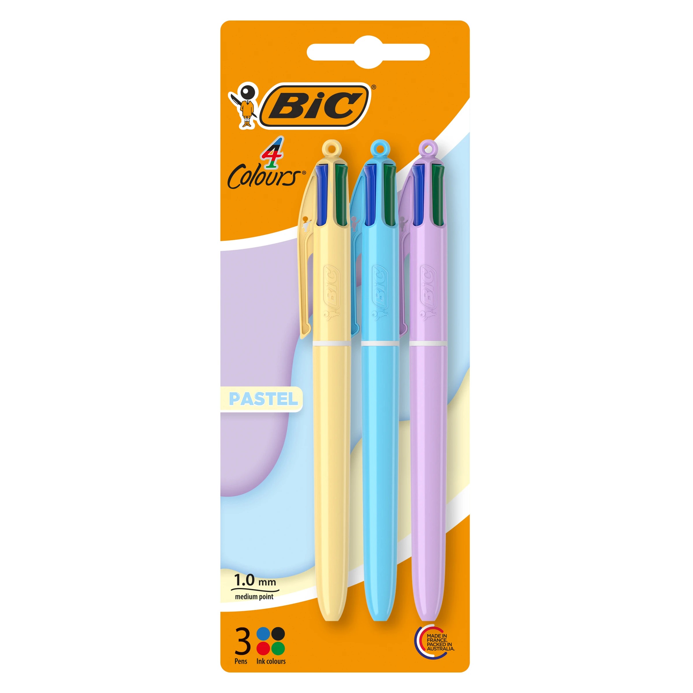 1 3 Pack BIC 4 Colours Pastel Ball Pens, 1 of 7