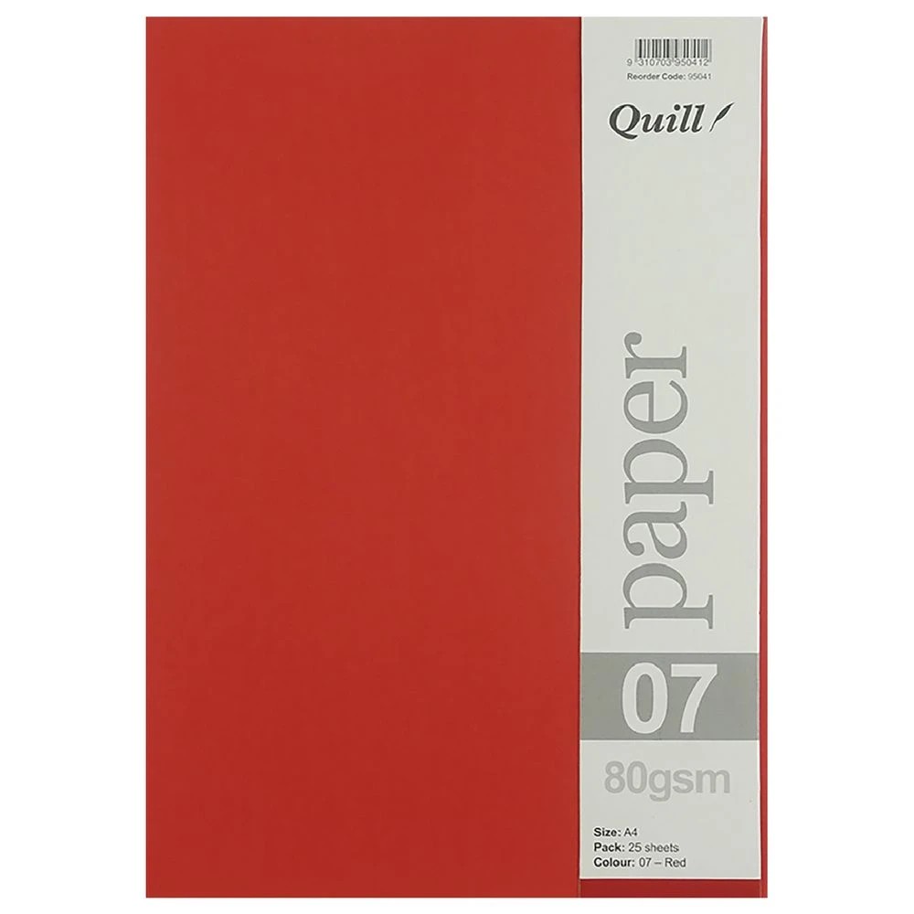 3 Quill A4 80gsm Paper Red 25 Pack, 3 of 3