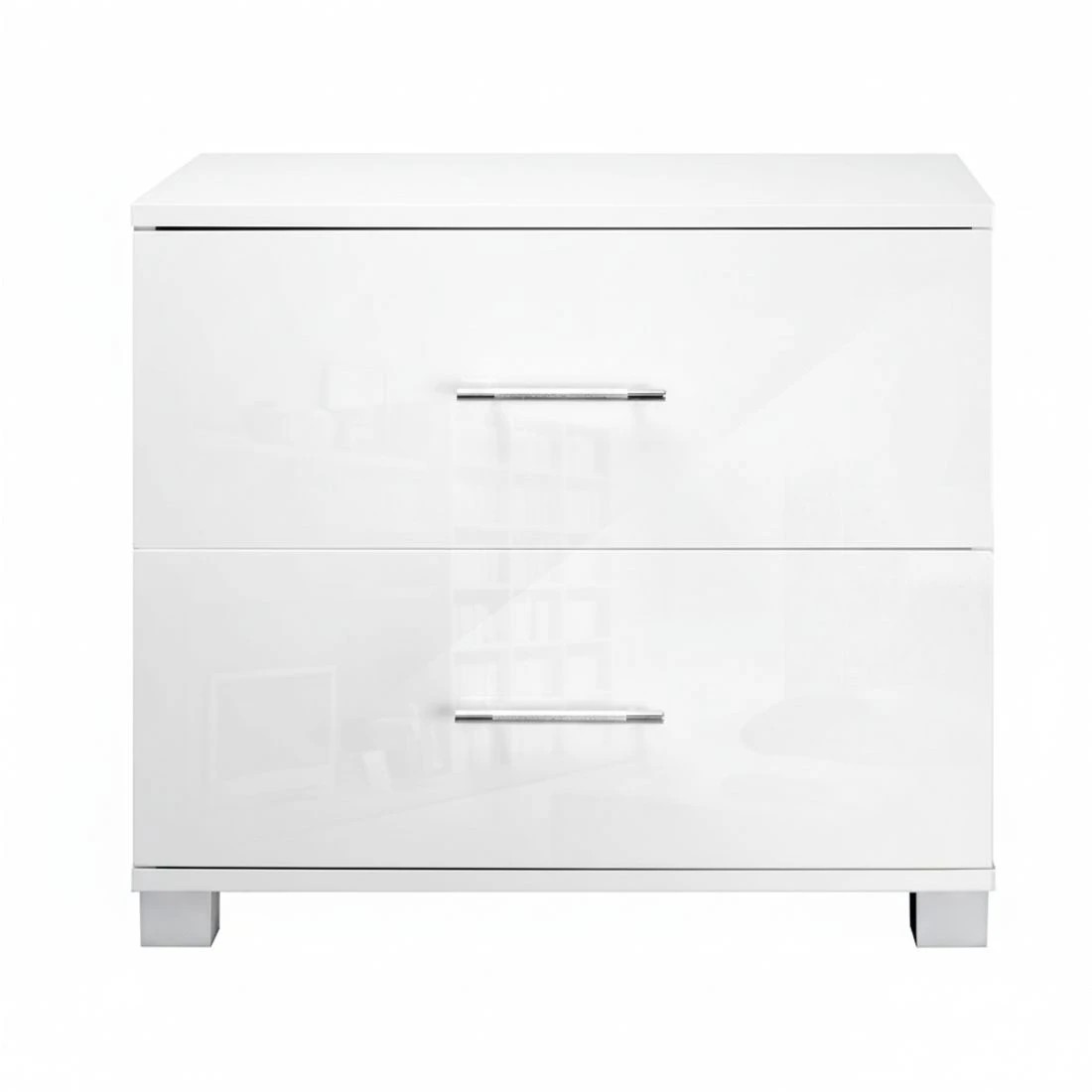 9 Artiss Bedside Table 2 Drawers High Gloss - White, 9 of 10