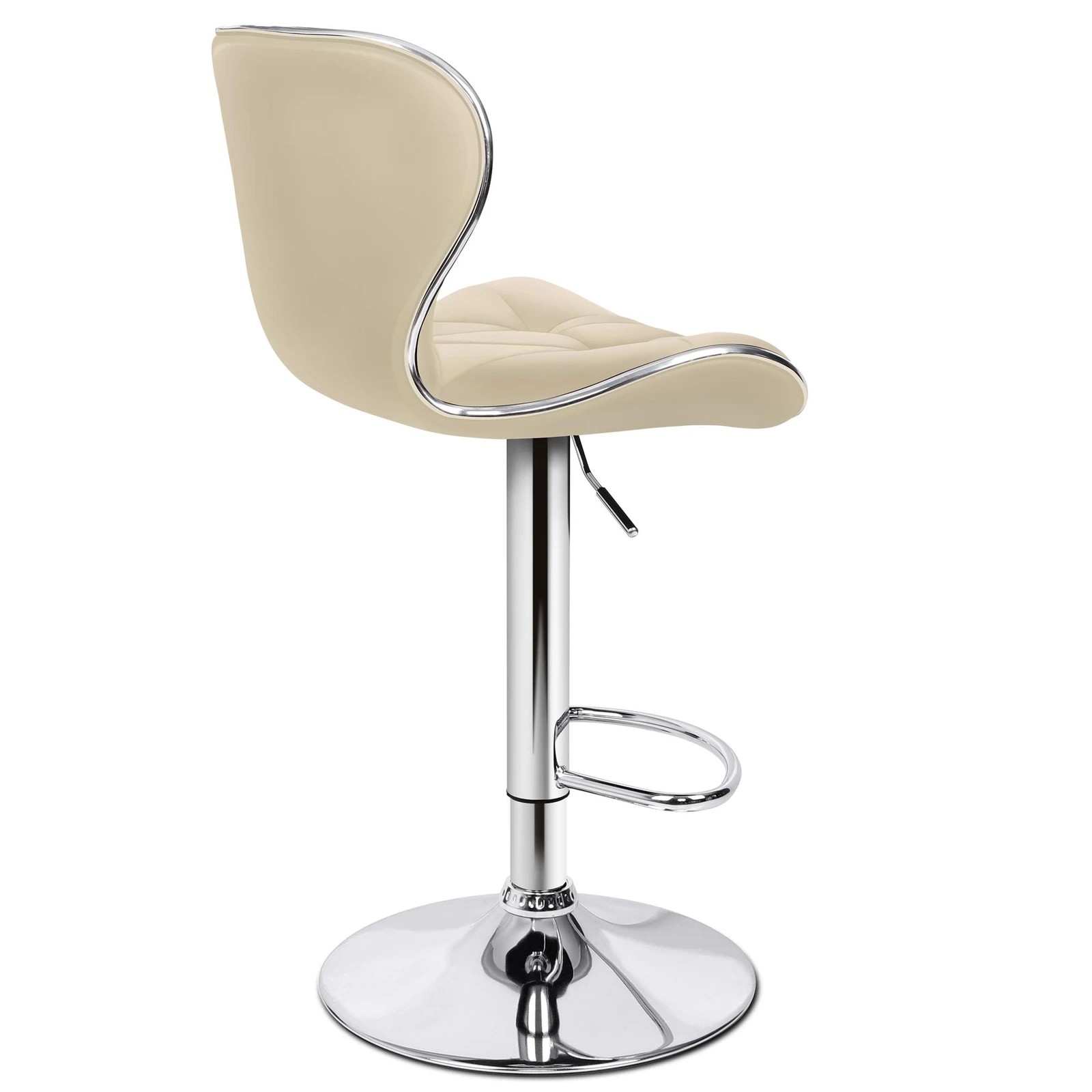 4 Alfordson 2x Bar Stools Luna Kitchen Swivel Chair Leather Gas lift - Beige, 4 of 9