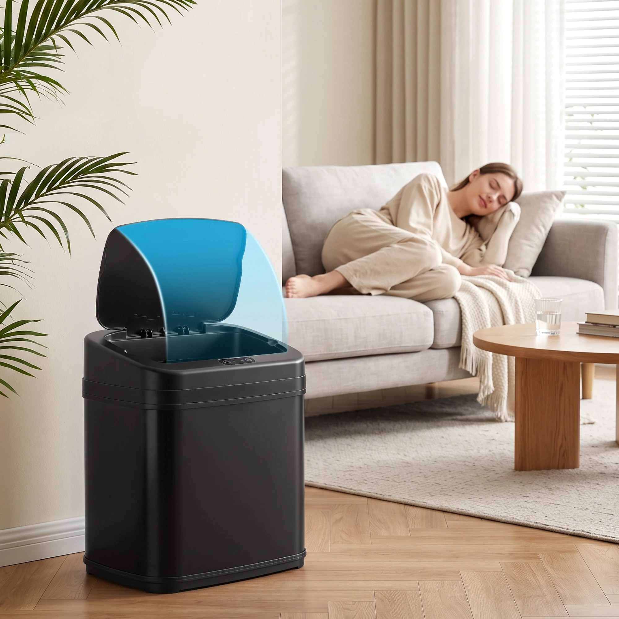 7 Devanti 15L Motion Sensor Bin Touchless Bins Soft-Close Rubbish Trash Can - Black, 7 of 9