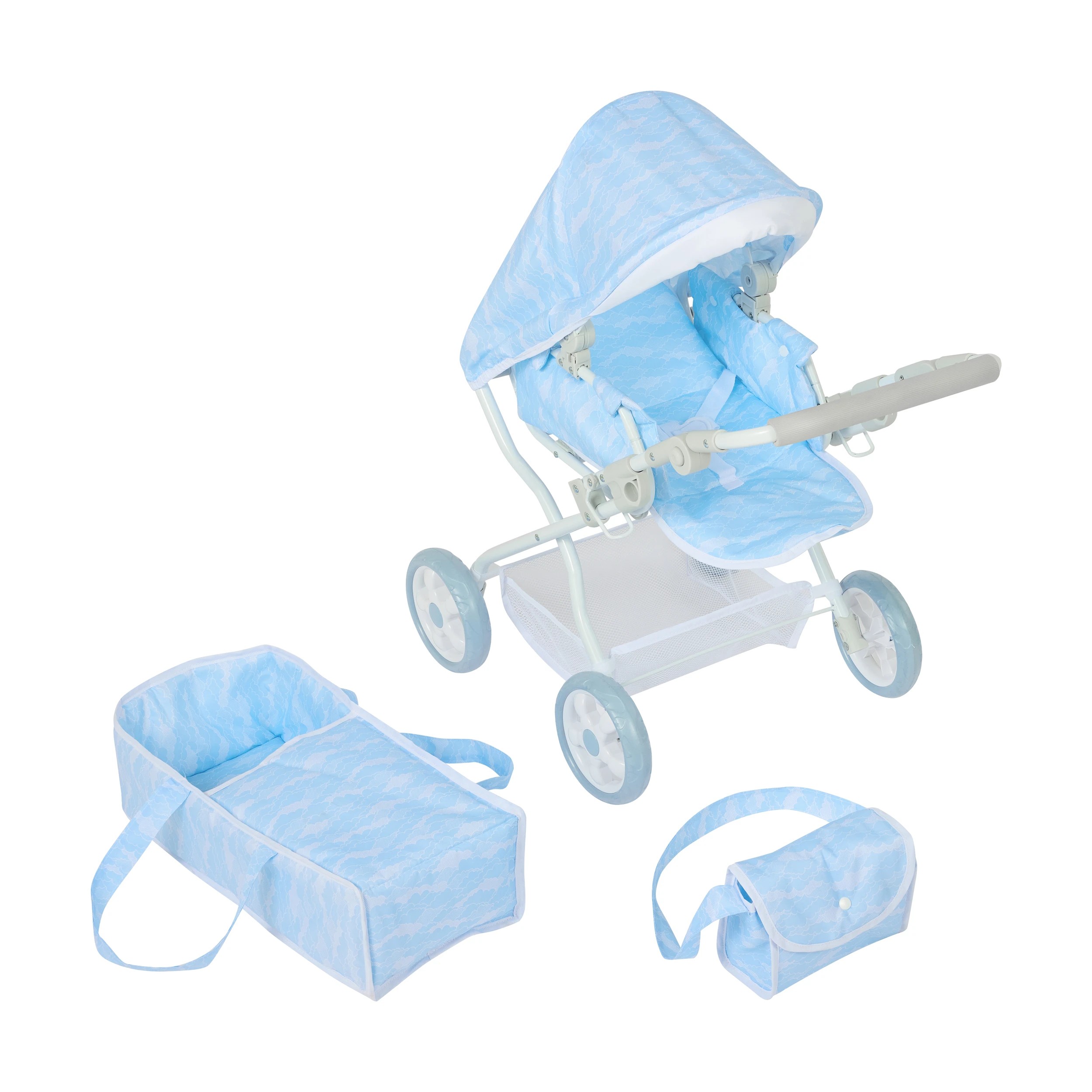 3 4 Piece Deluxe Toy Pram and Bag Set, 3 of 9