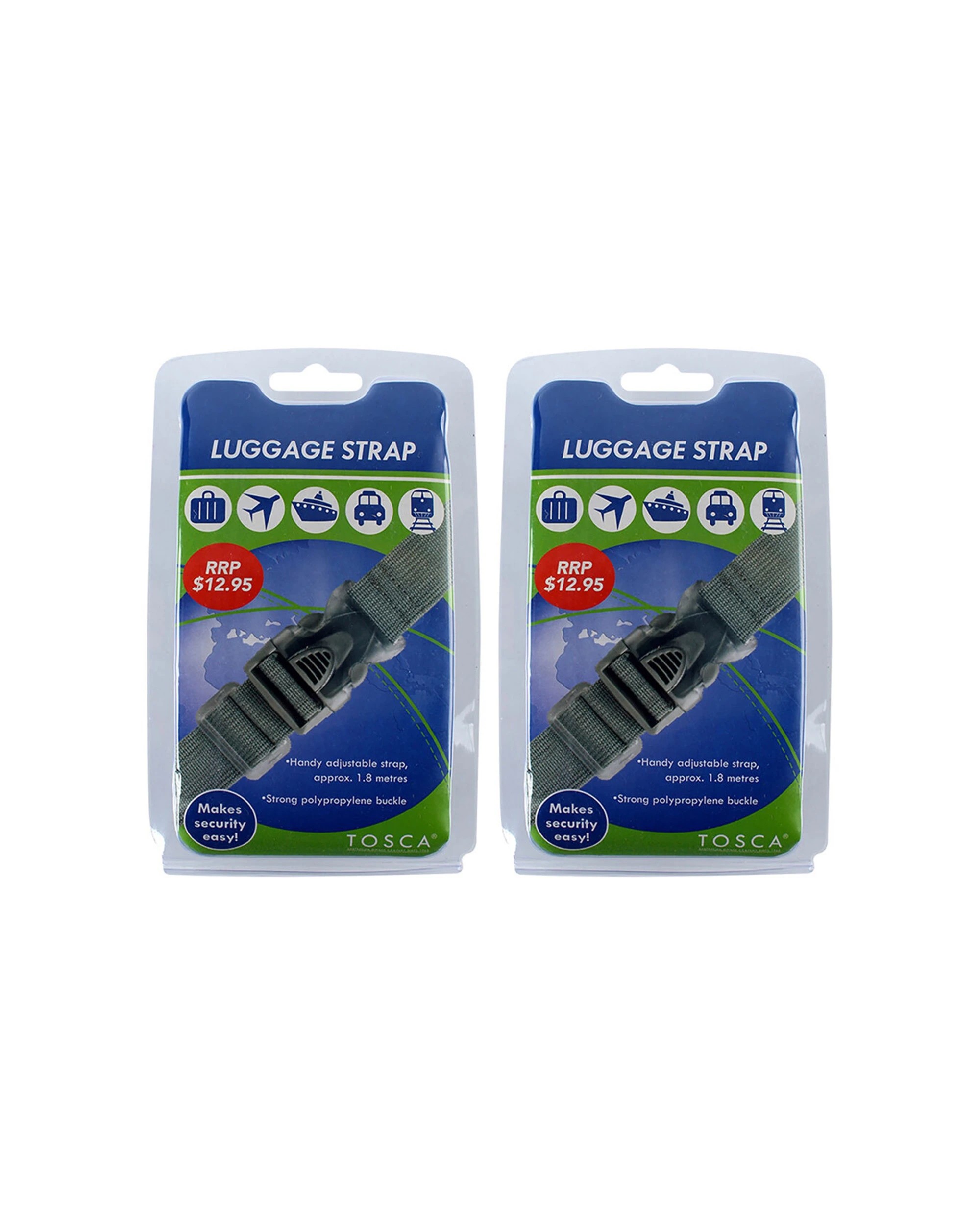 1 Tosca 2Pk 1.8M Adjustable Luggage Security Strap - Grey, 1 of 2