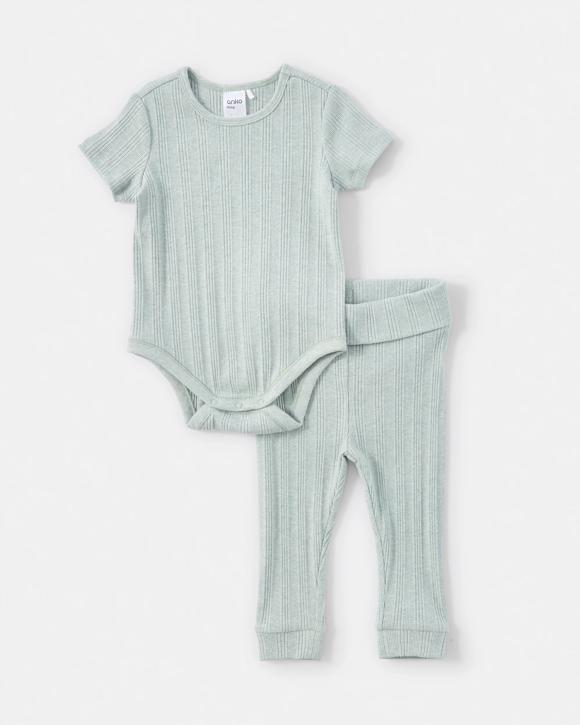 2 Piece Short Sleeve Newborn Ribbed Set