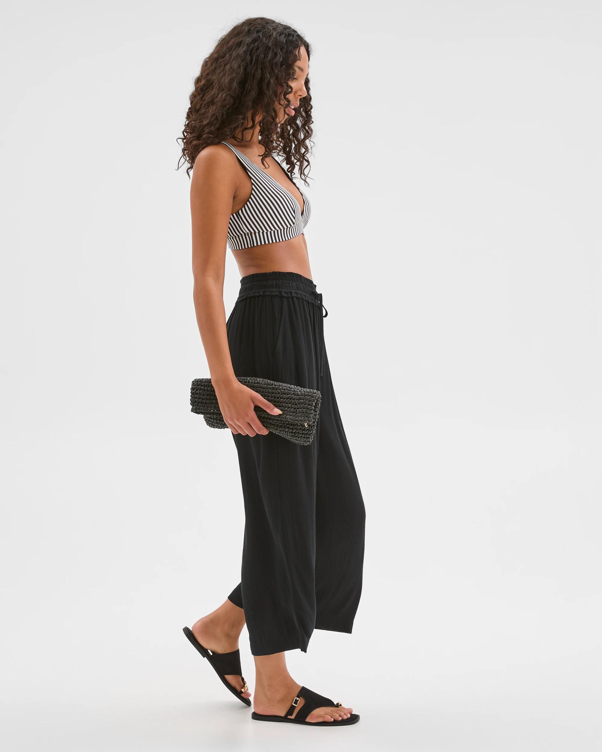3 Target Woman Resort Shirred Waist Crinkle Pants BLACK, 3 of 7