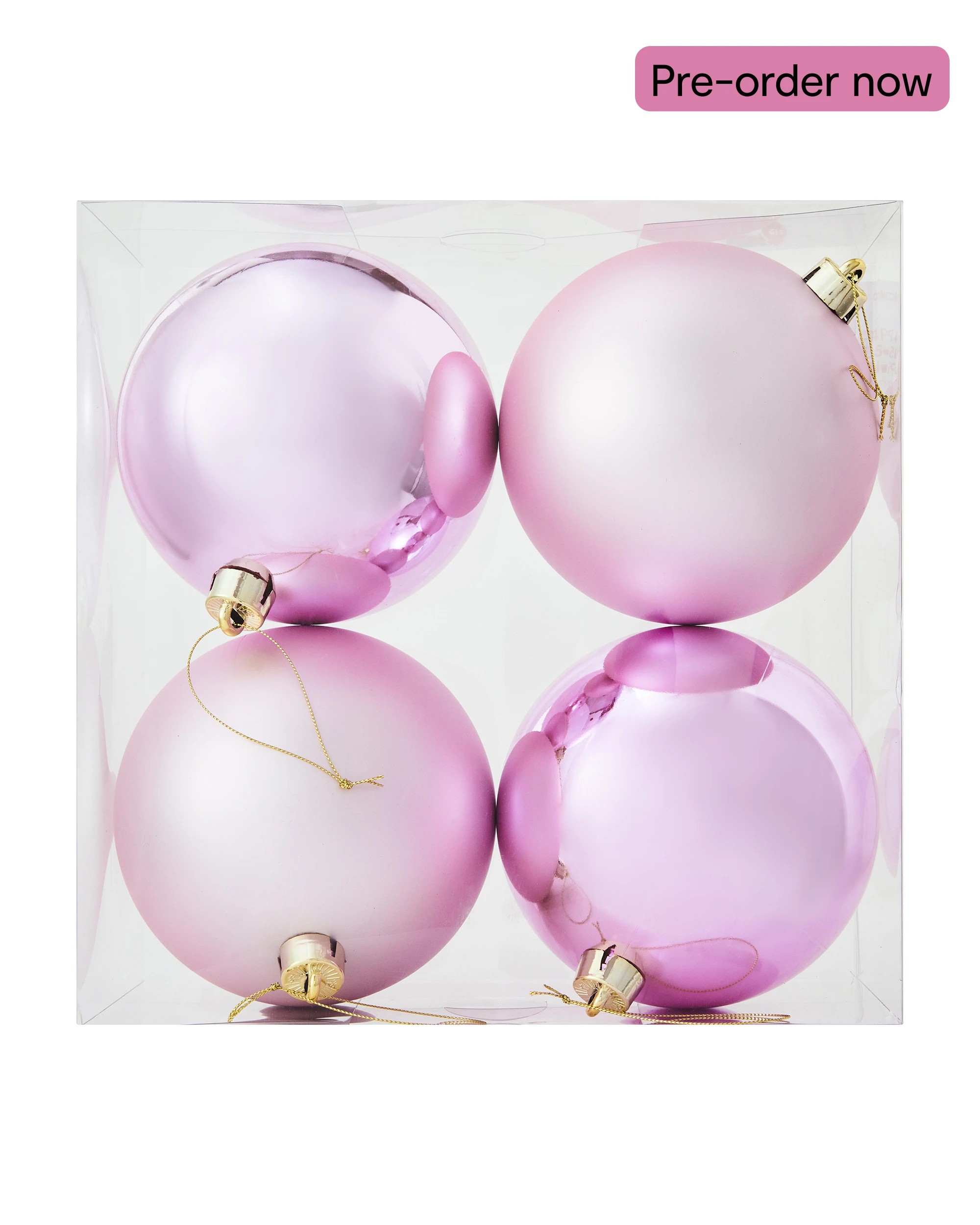 1 4 Pack 15cm Pink Baubles, 1 of 6