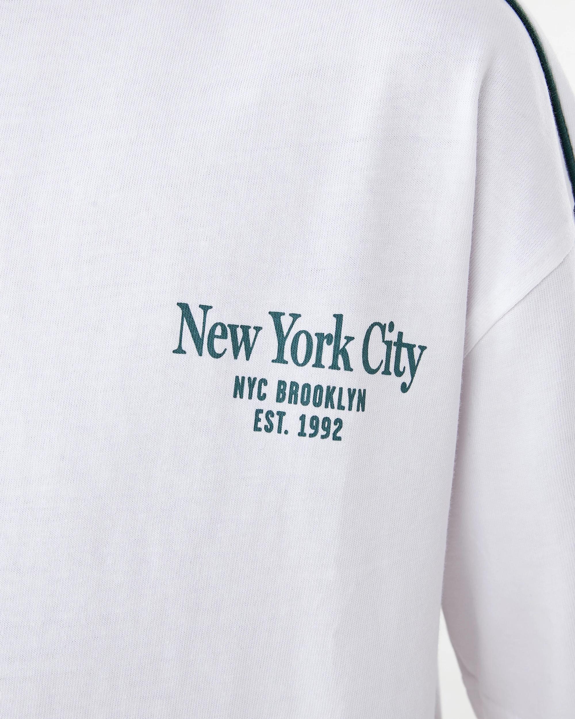 5 Short Sleeve Oversized Piped T-shirt Wht Varsit, 5 of 8