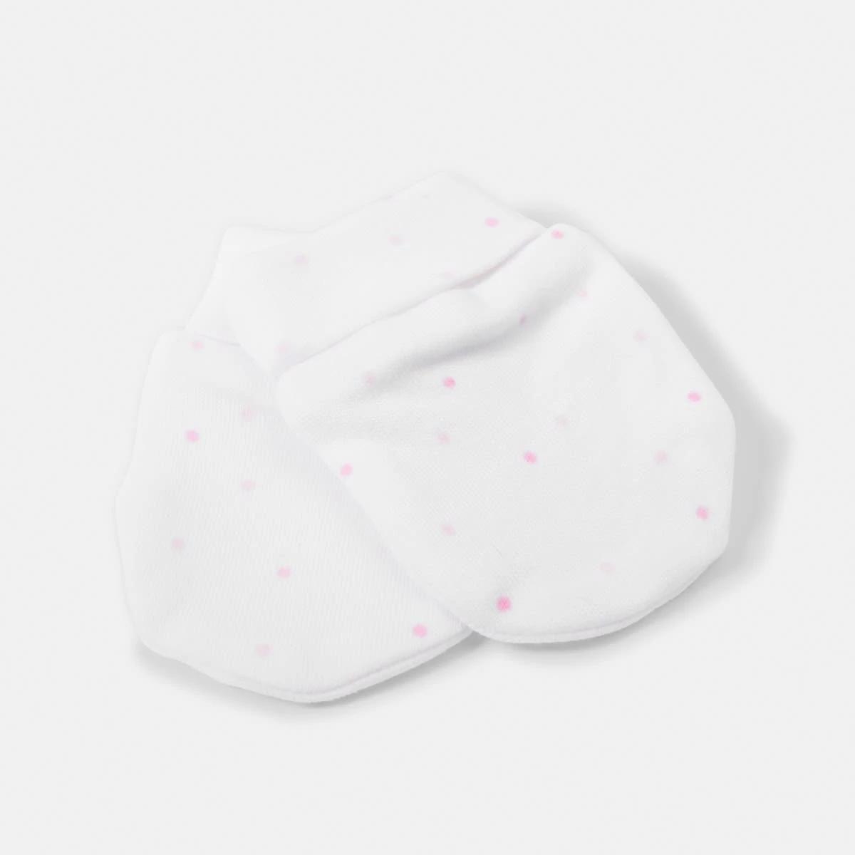 6 2 Pack Newborn Hat and Mittens Set PINK STRIPE AND SPOT, 6 of 8