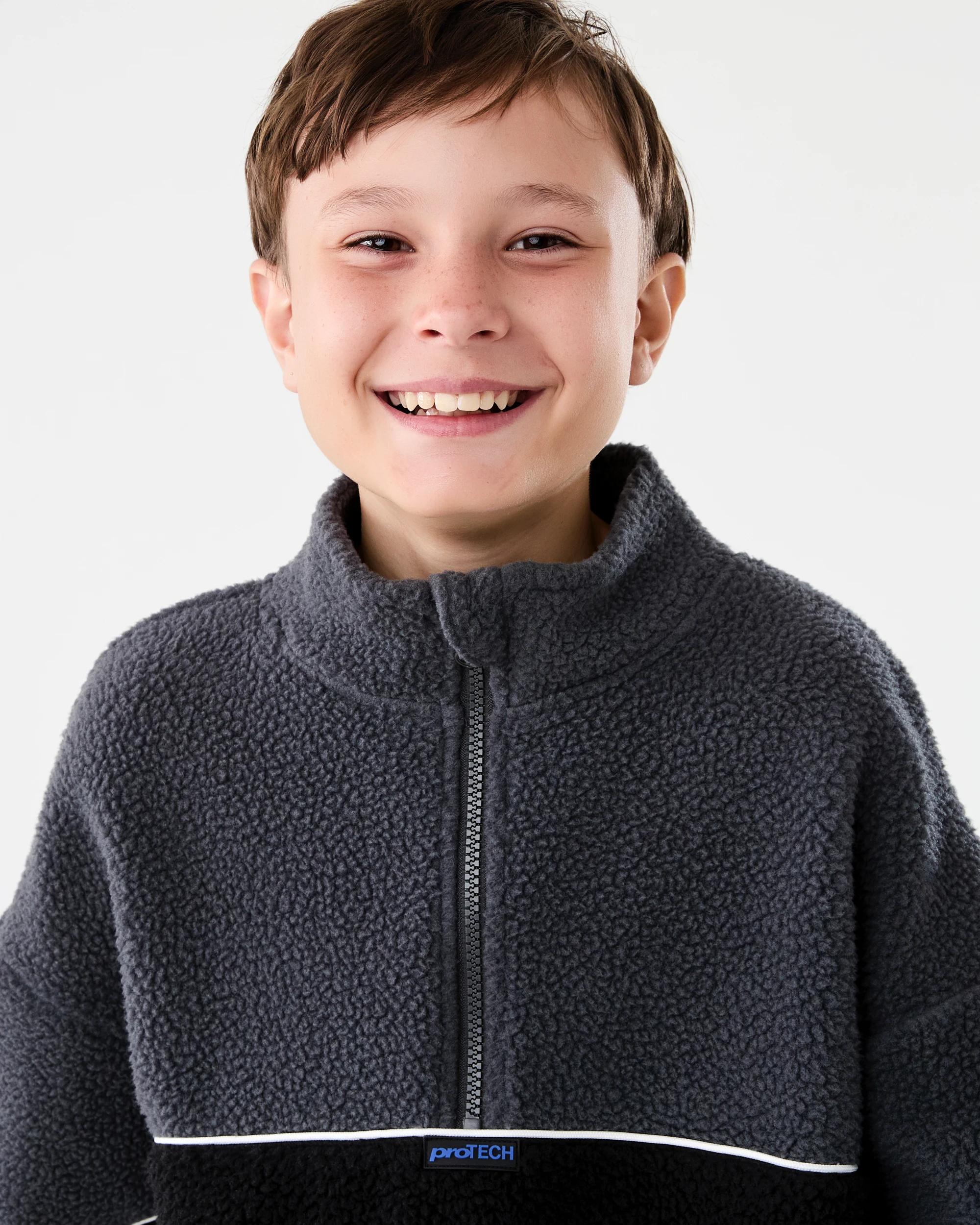 3 Polar Fleece Quarter Zip Sweatshirt Blk Sand, 3 of 8