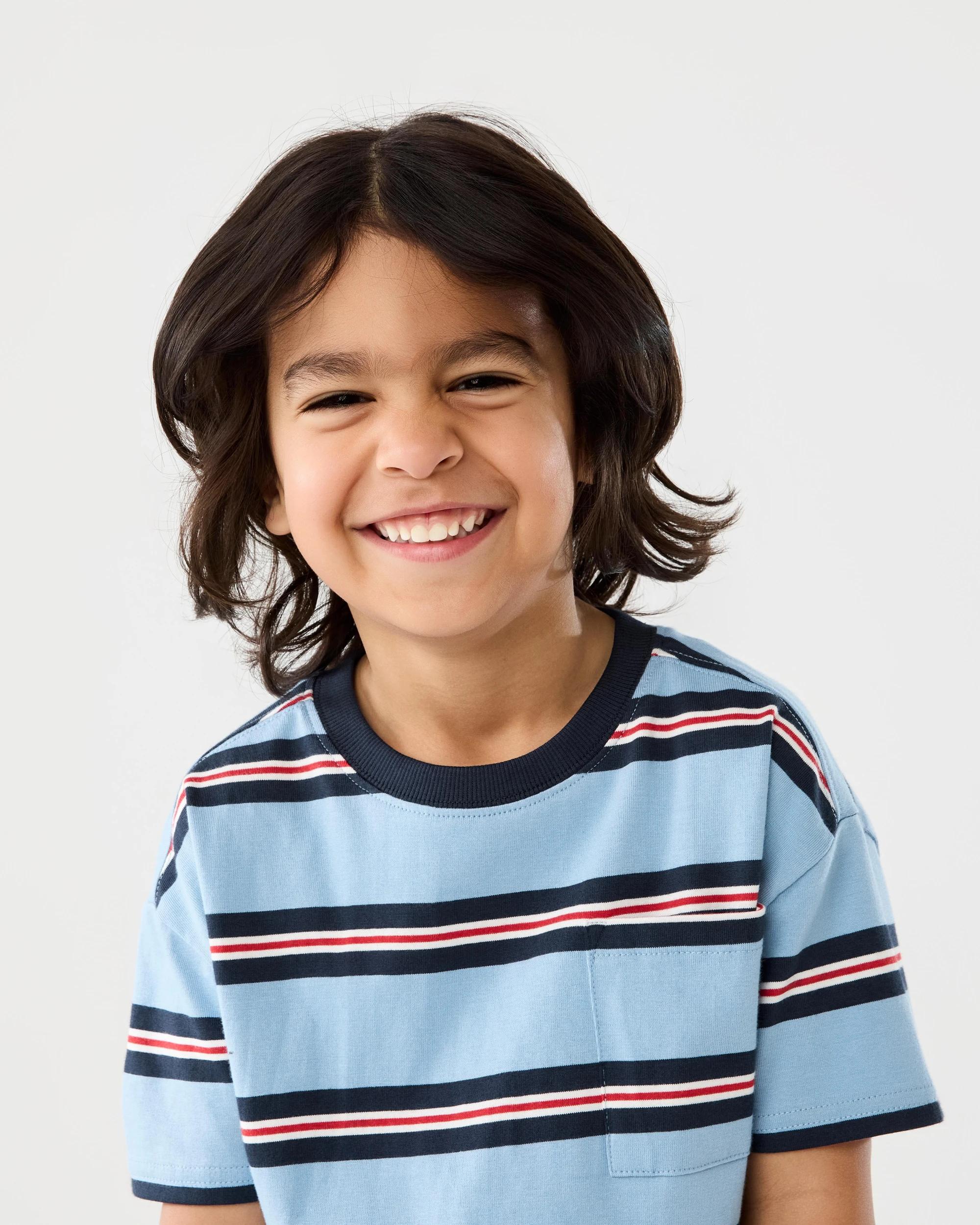 3 Oversized Stripe T-shirt Blu Stripe, 3 of 7
