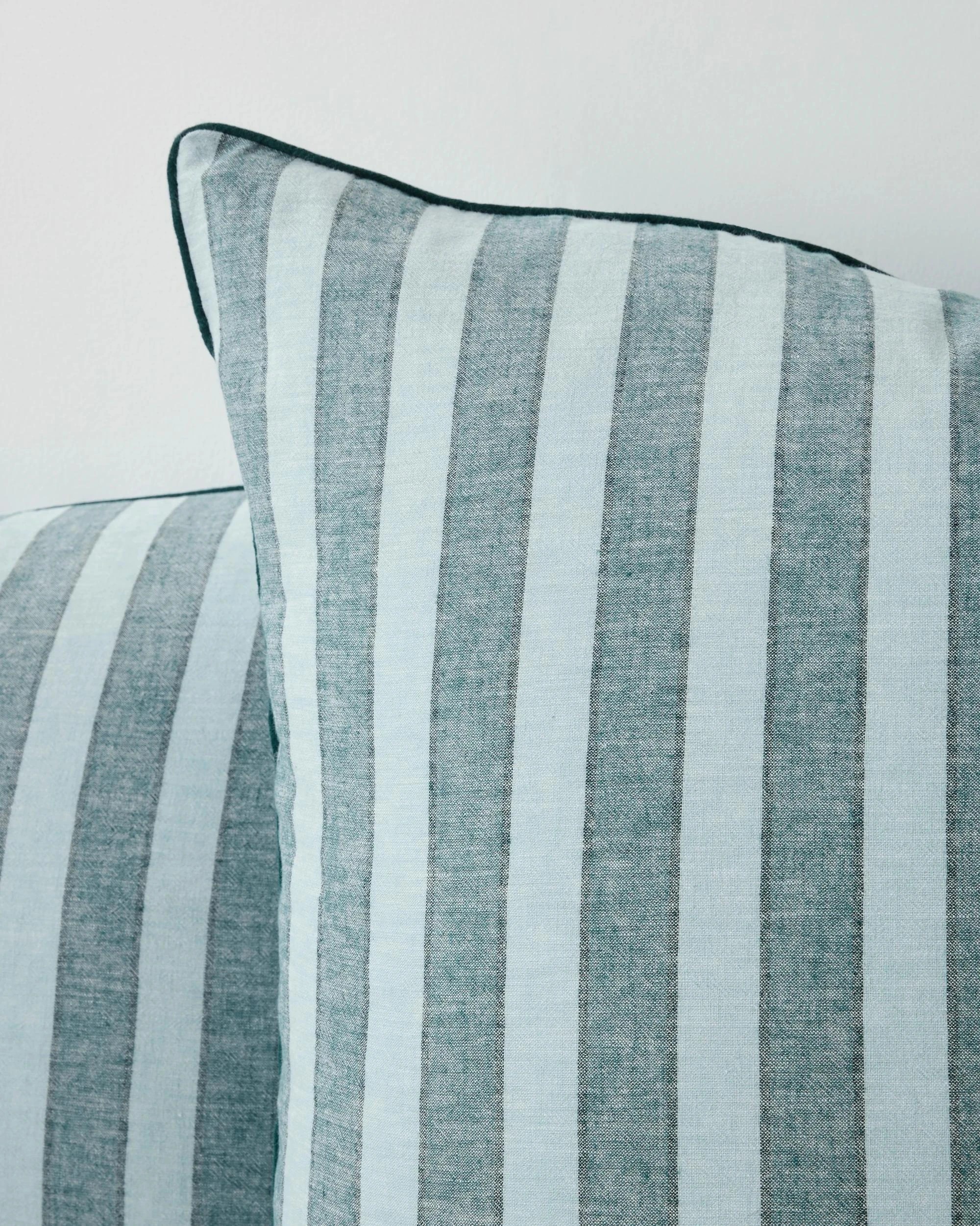 2 Target Reid Stripe Linen/Cotton European Pillowcase - Queen Bed - Green, 2 of 4