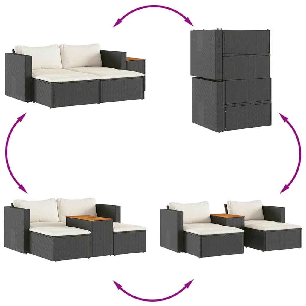 6 vidaXL Garden Sofa Set Poly Rattan - Black, 6 of 8