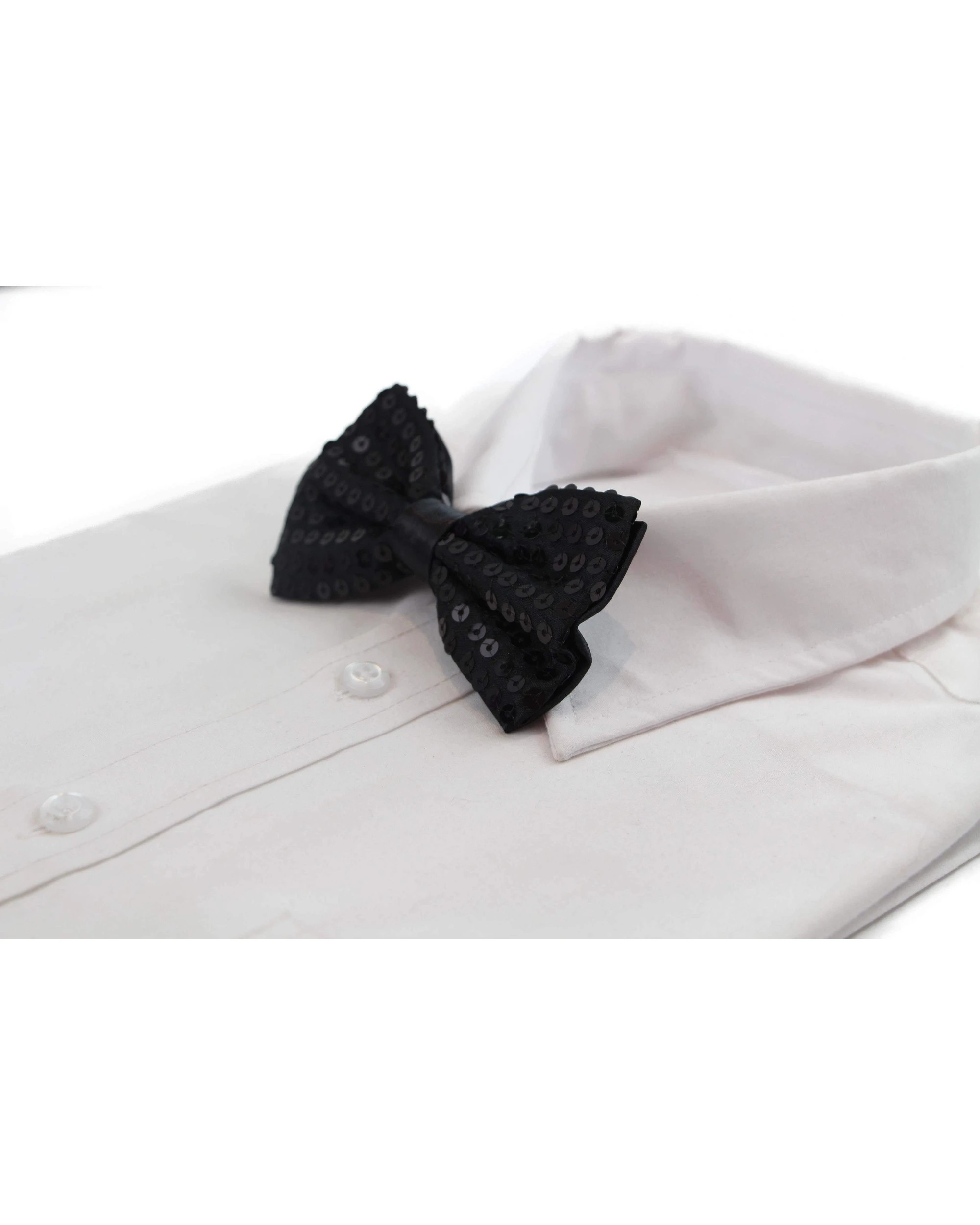 1 Zasel Mens Black Sequin Patterned Bow Tie - Black, 1 of 4