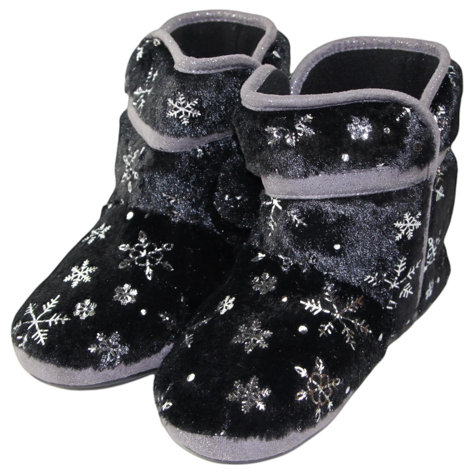 2 Bellissimo Womens Snow Boots Slippers Winter Shoes BLACK, 2 of 4