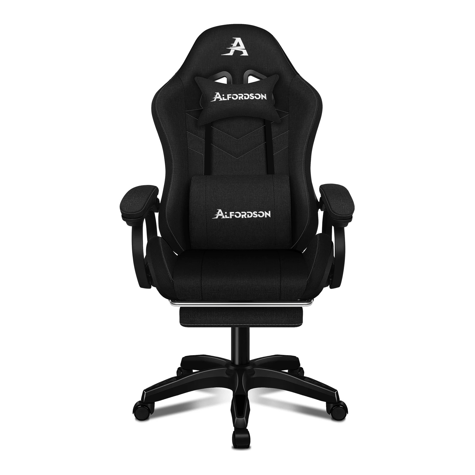 6 Alfordson Gaming Chair Office 12 RGB LED Massage Computer Seat Fabric - Black, 6 of 10