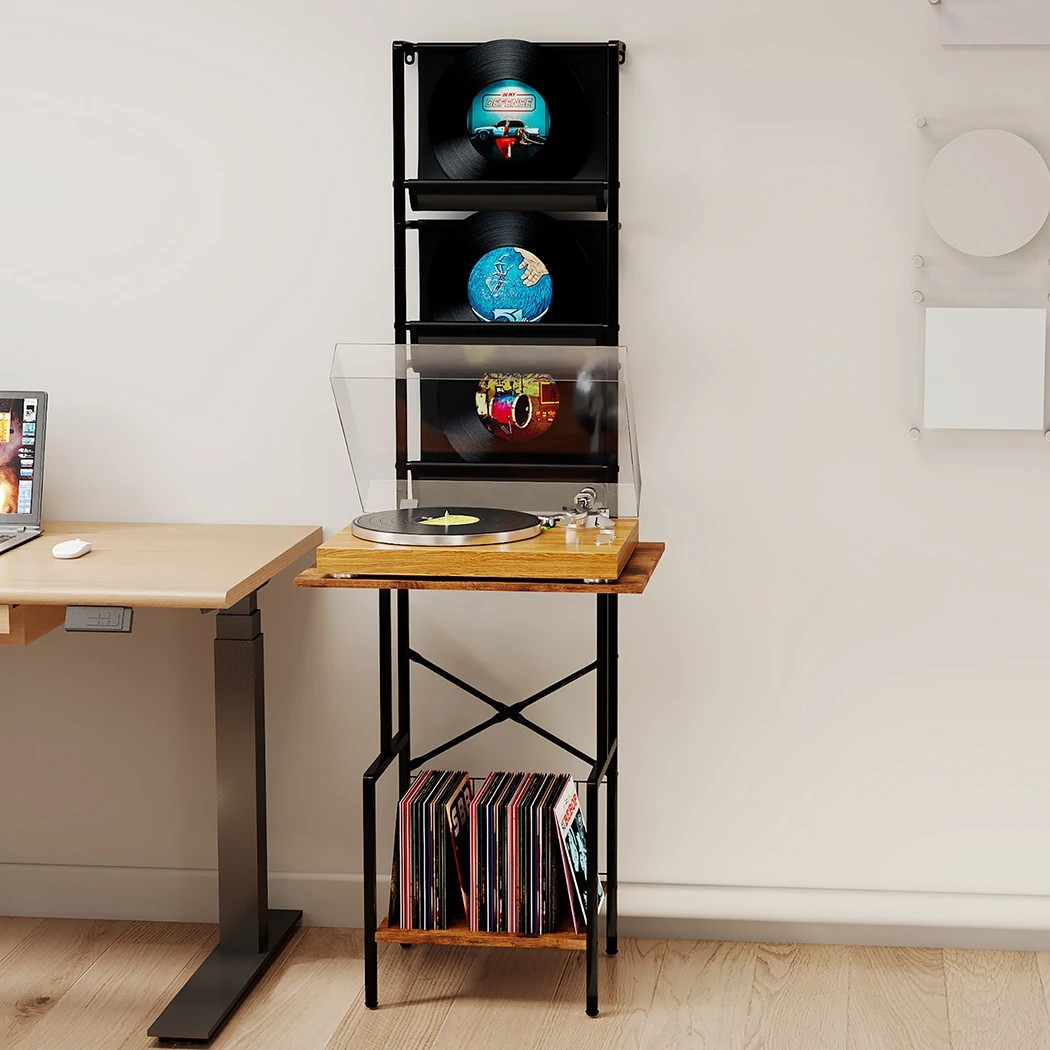 8 Levede Vinyl Display Shelf Cabinet Organizer Rack-2 shelves 3 racks, 8 of 8