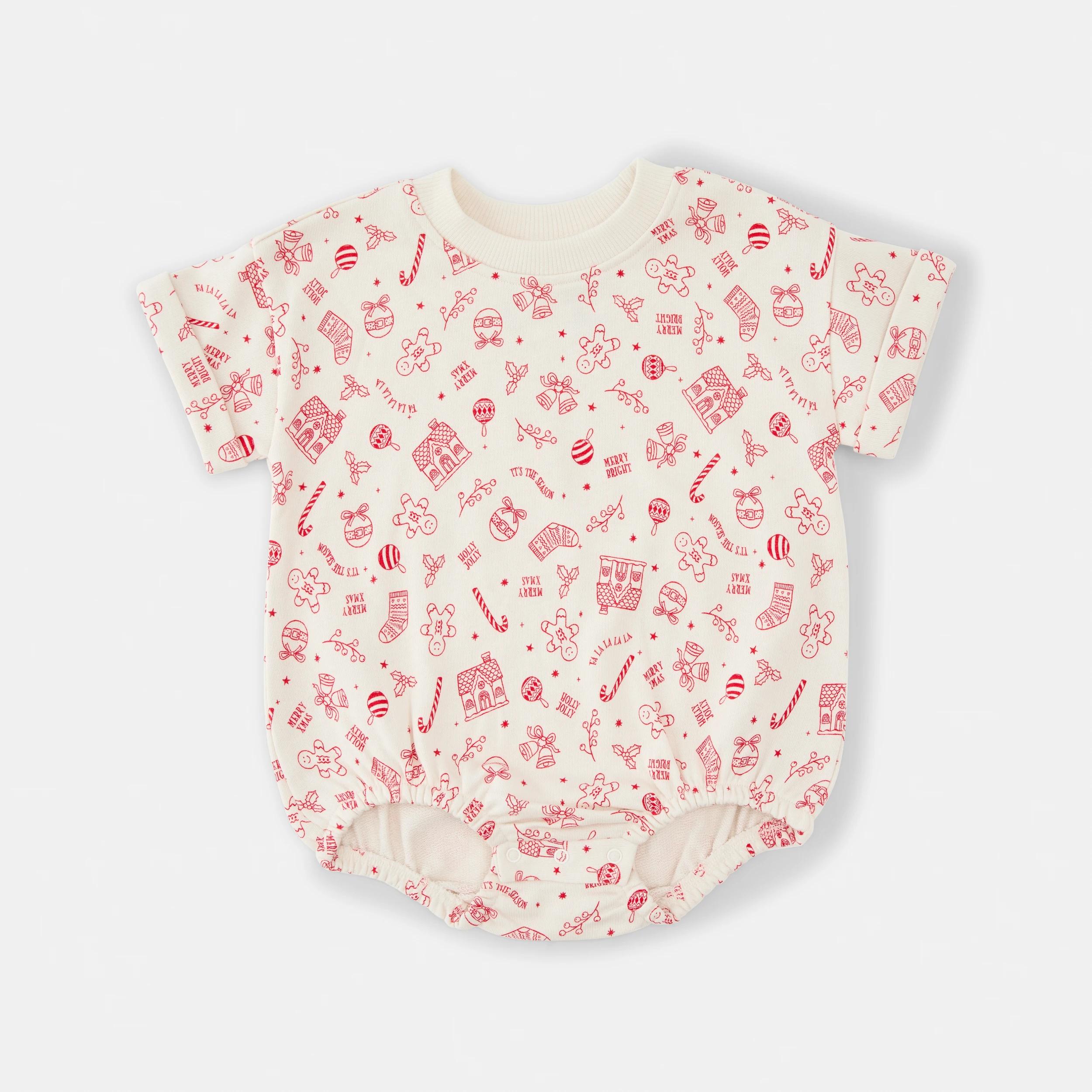 1 Christmas Short Sleeve Terry Bodysuit CHALK MERRY XMAS, 1 of 3