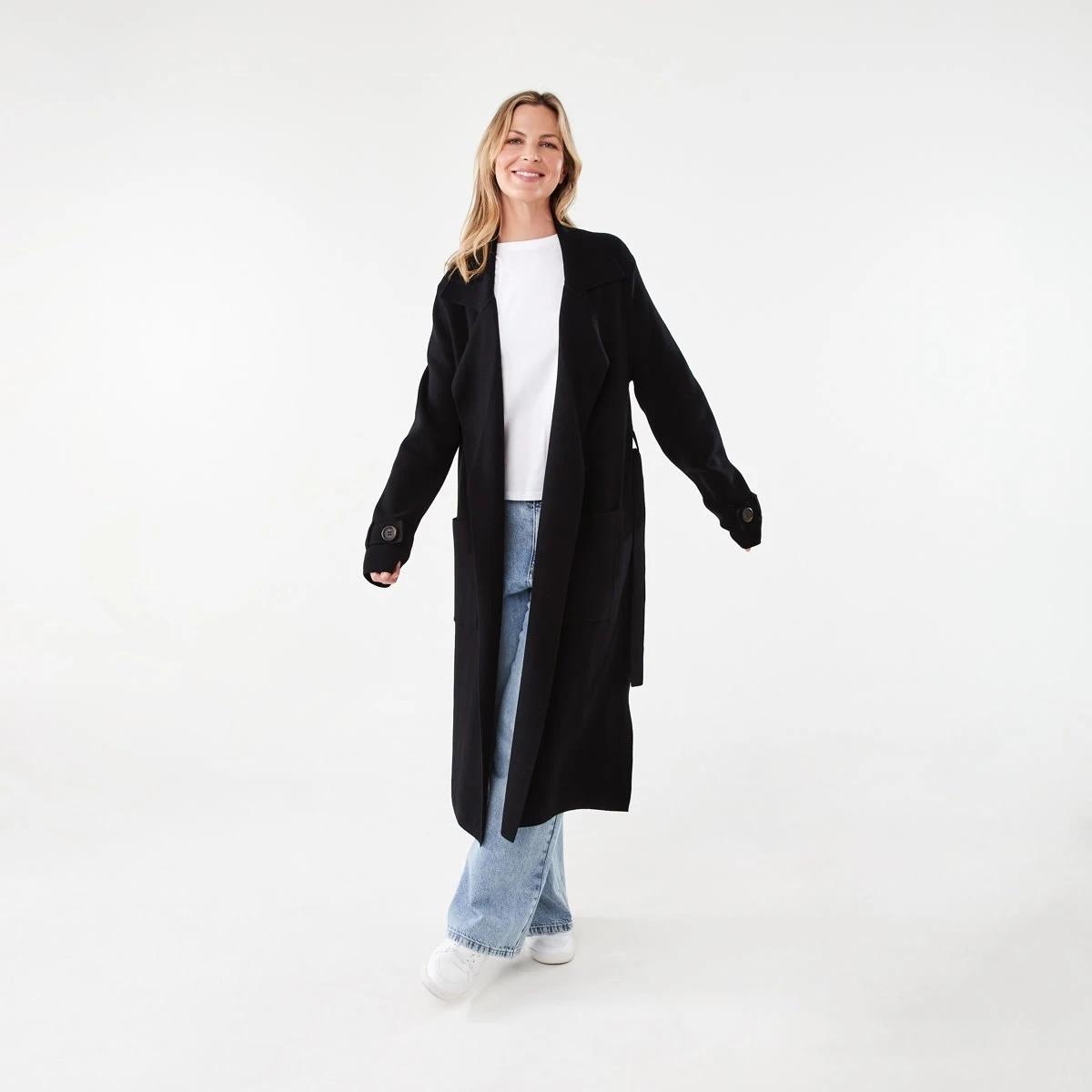 1 Trench Coatigan Black, 1 of 8