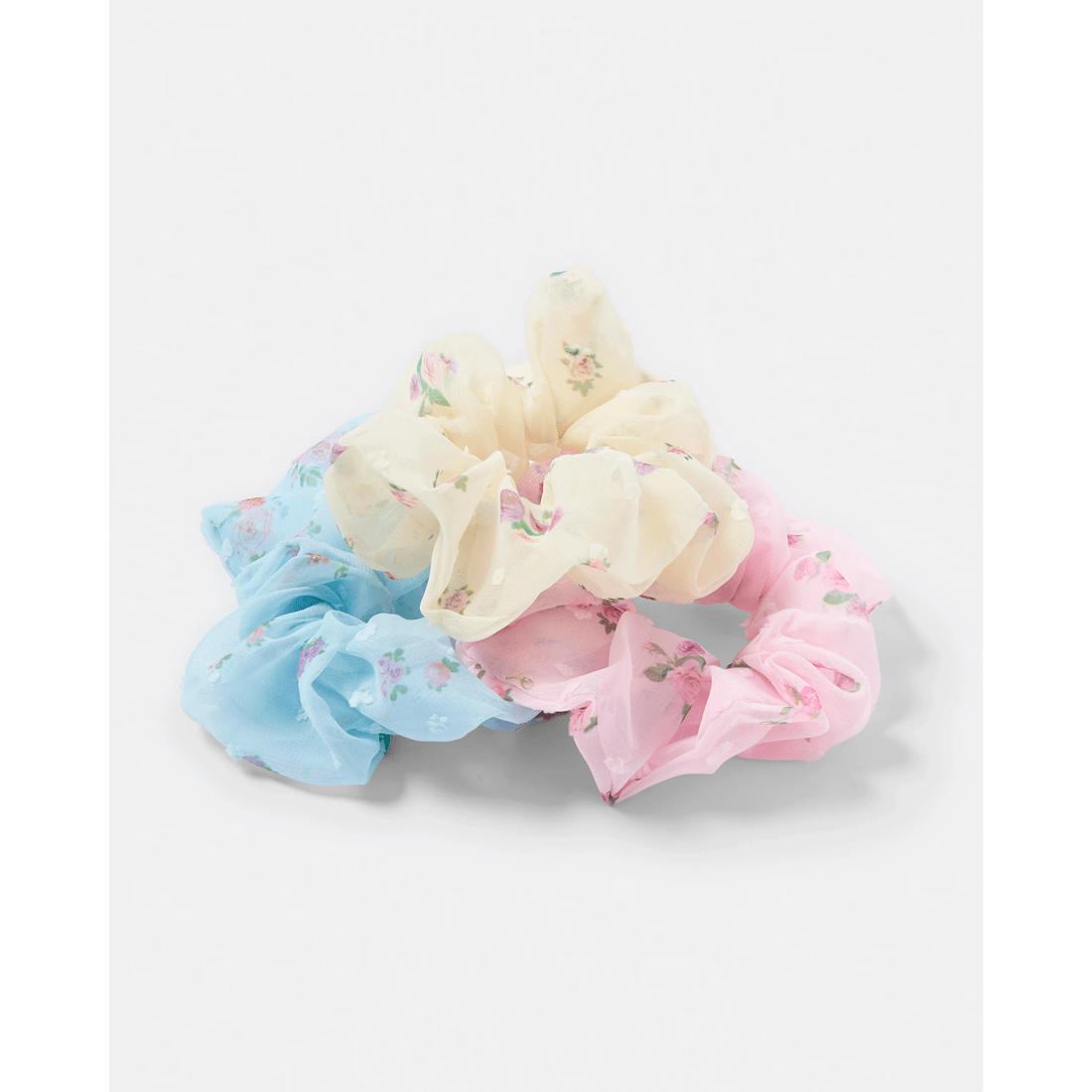 3 3 Pack Flower Organza Hair Scrunchies, 3 of 5