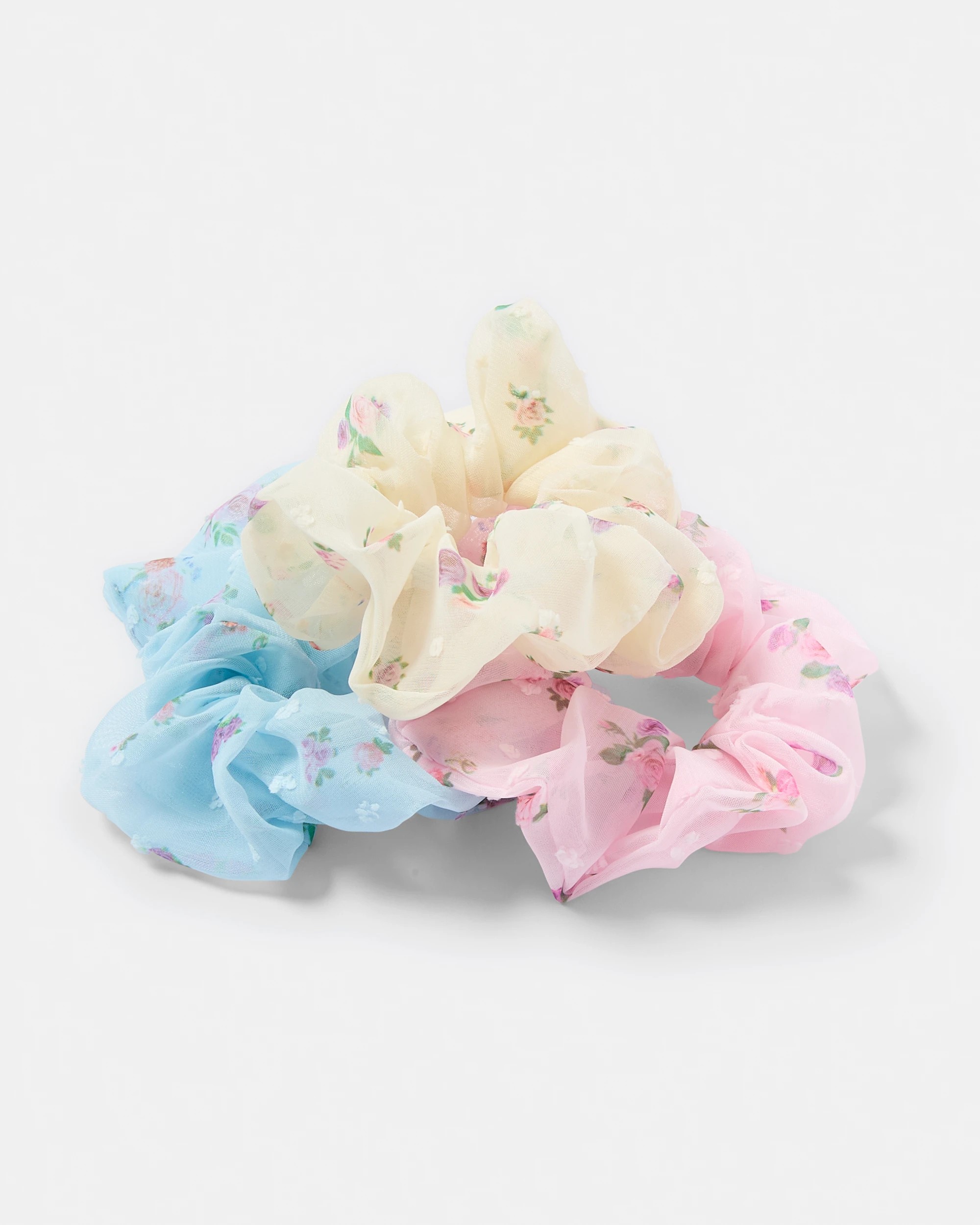 3 3 Pack Flower Organza Hair Scrunchies, 3 of 5