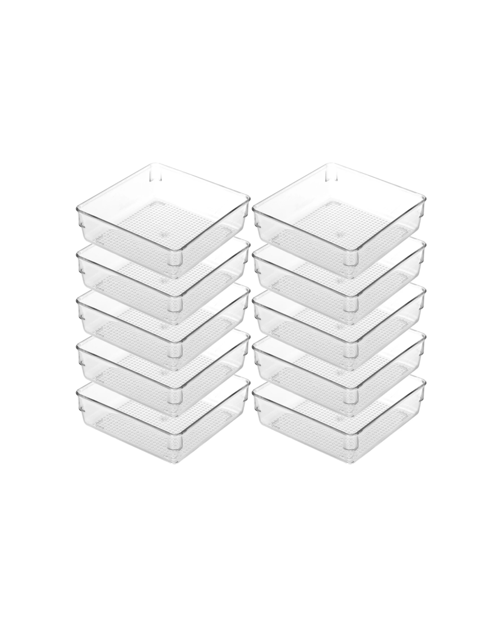 1 Boxsweden 10x Crystal Storage Tray Durable Organisers 16x16x5cm - Clear, 1 of 3