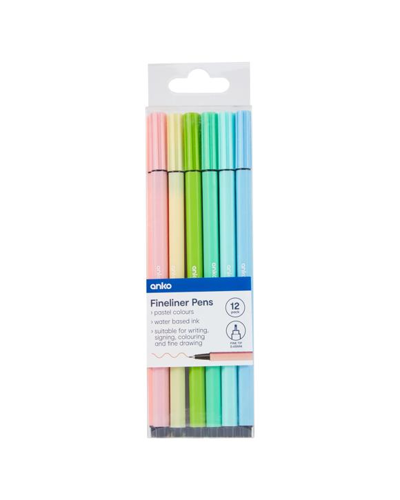12 Pack Fineliner Pens - Pastel