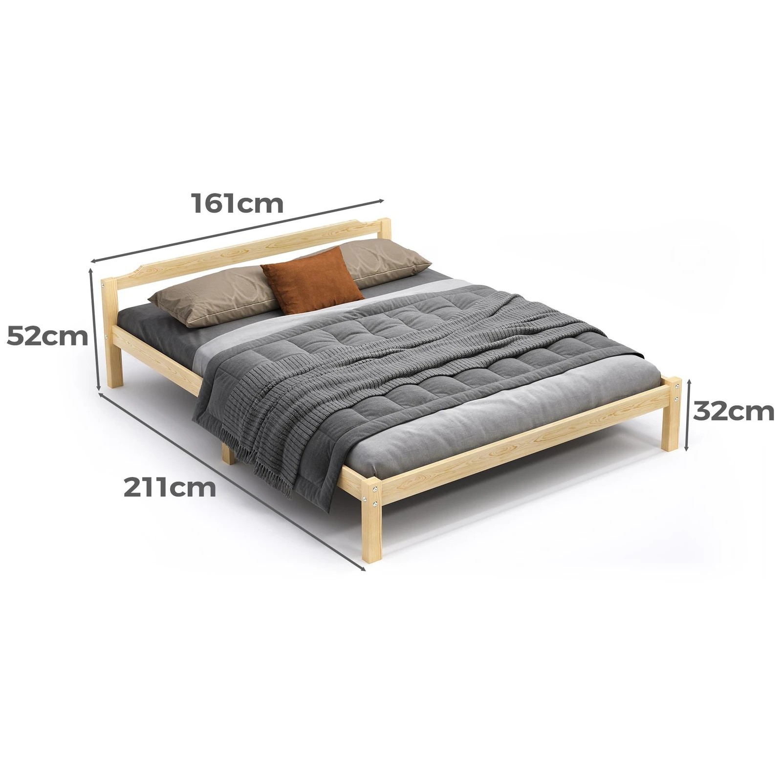 9 Alfordson Bed Frame Wooden Timber Queen Size Mattress Base Platform Beatrix - Natural, 9 of 10