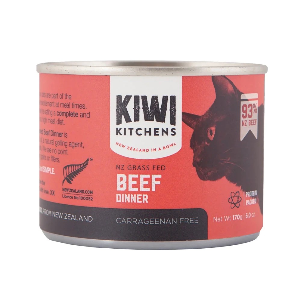 1 Kiwi Kitchens Nz Grass Fed Grain Free Beef Dinner Canned Wet Cat Food 170 Gms 18 Pack, 1 of 1
